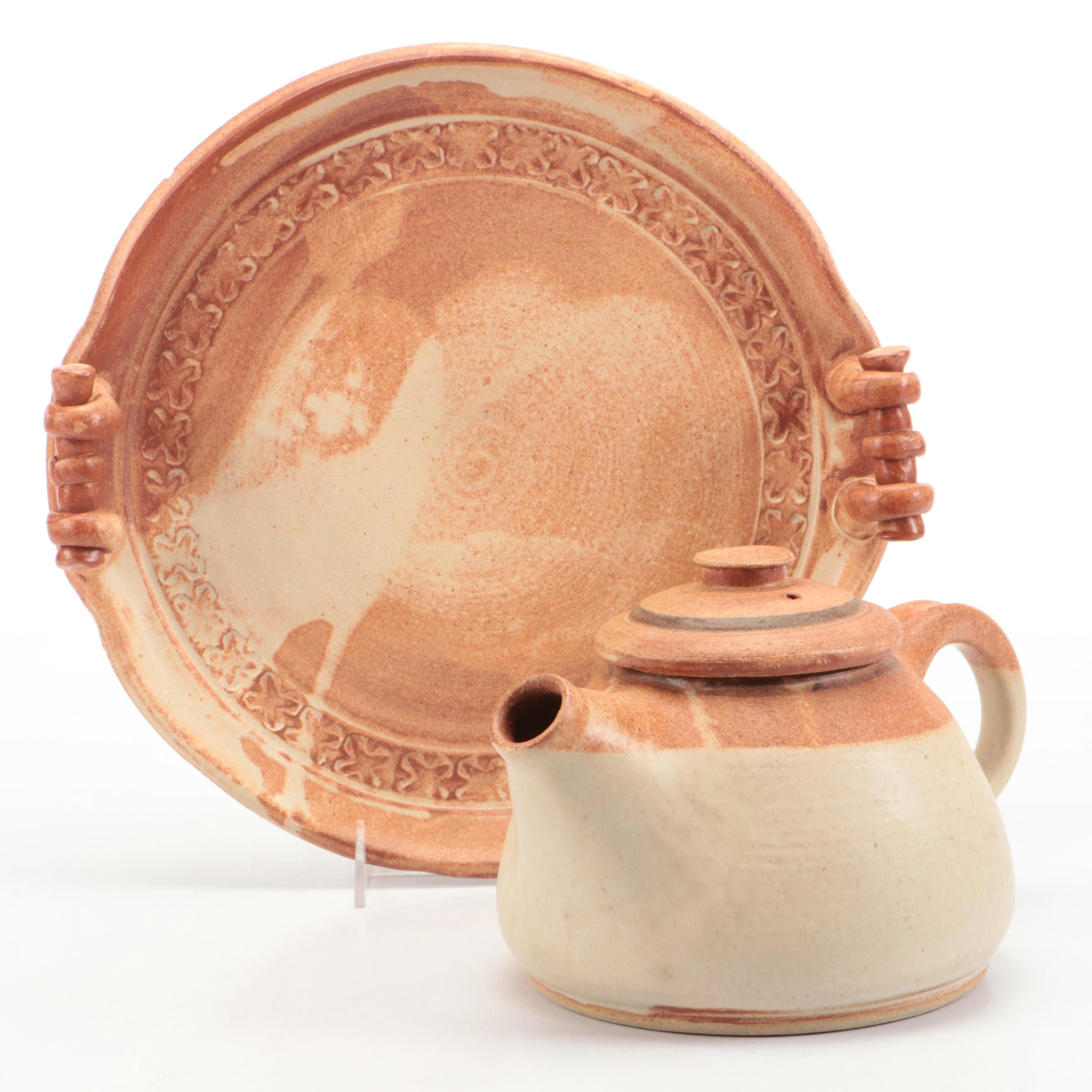 Art Pottery Teapot and Platter