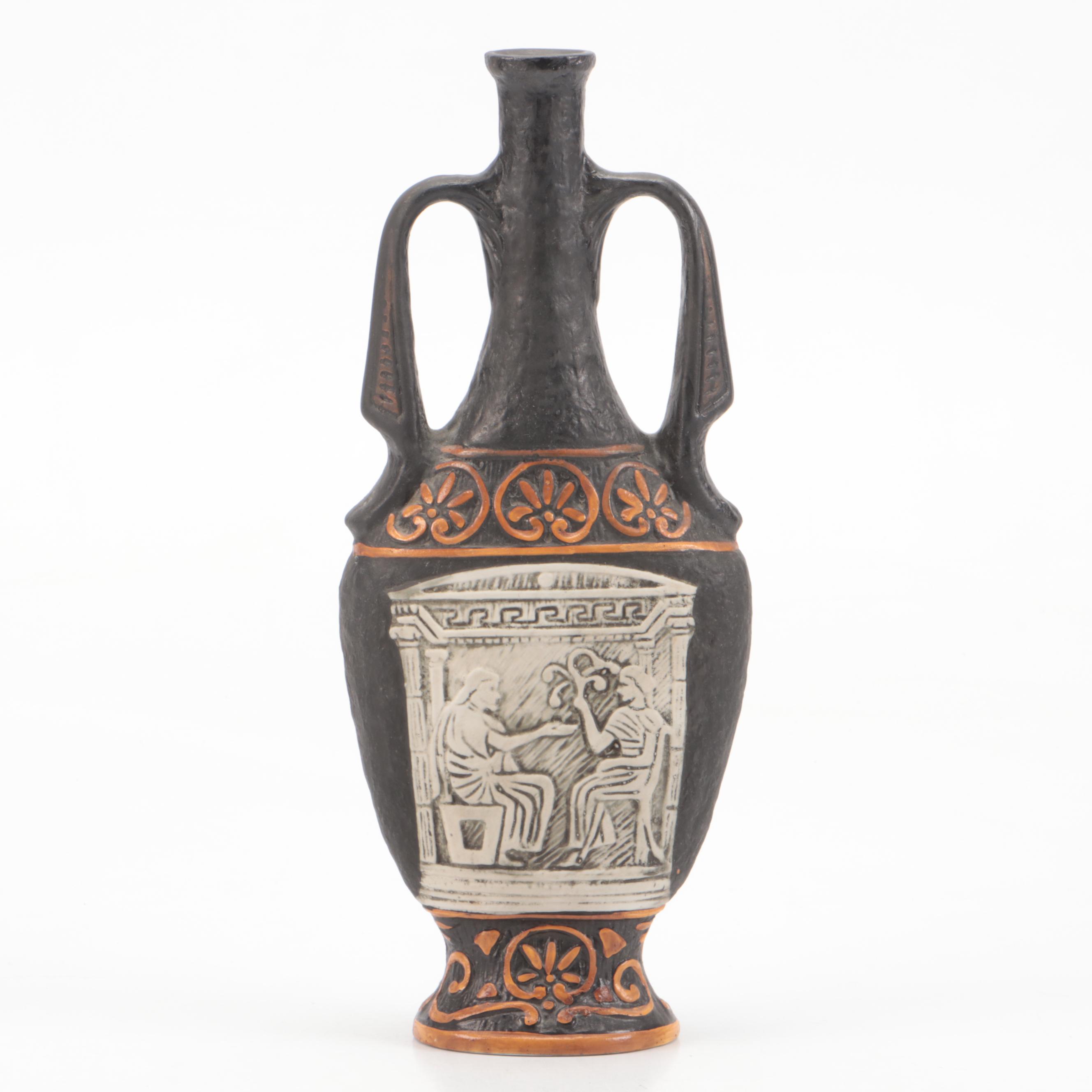 Italian Ceramic Amphora Vase with Neoclassical Relief Scene