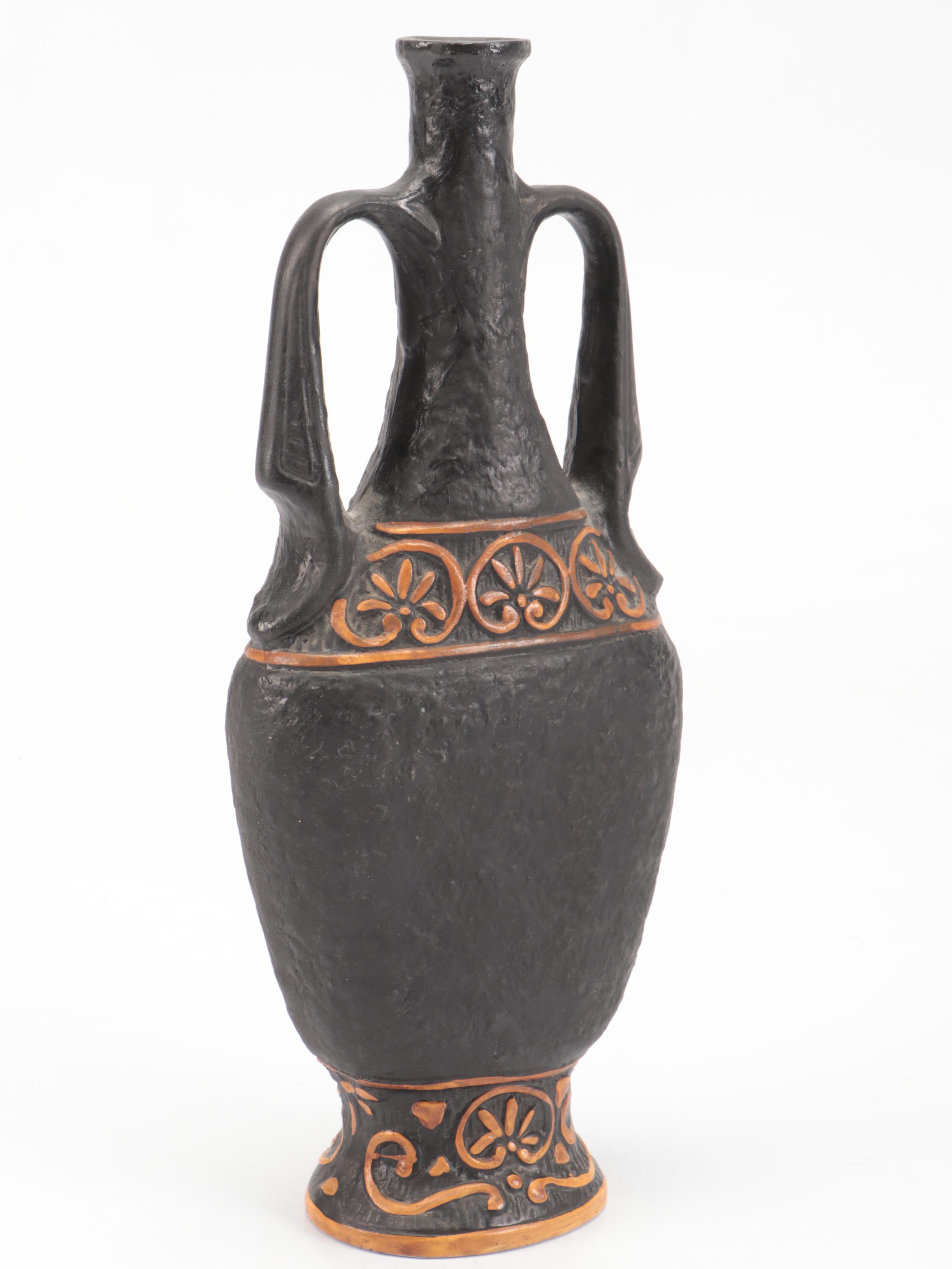 Italian Ceramic Amphora Vase with Neoclassical Relief Scene