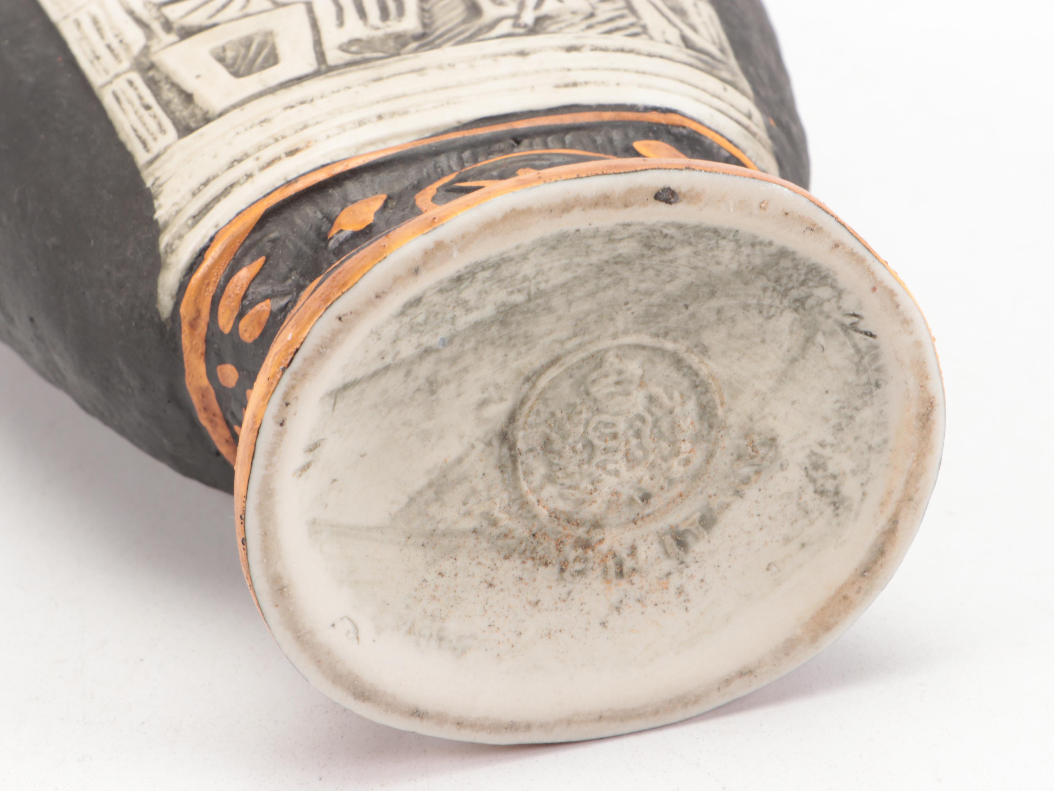 Italian Ceramic Amphora Vase with Neoclassical Relief Scene