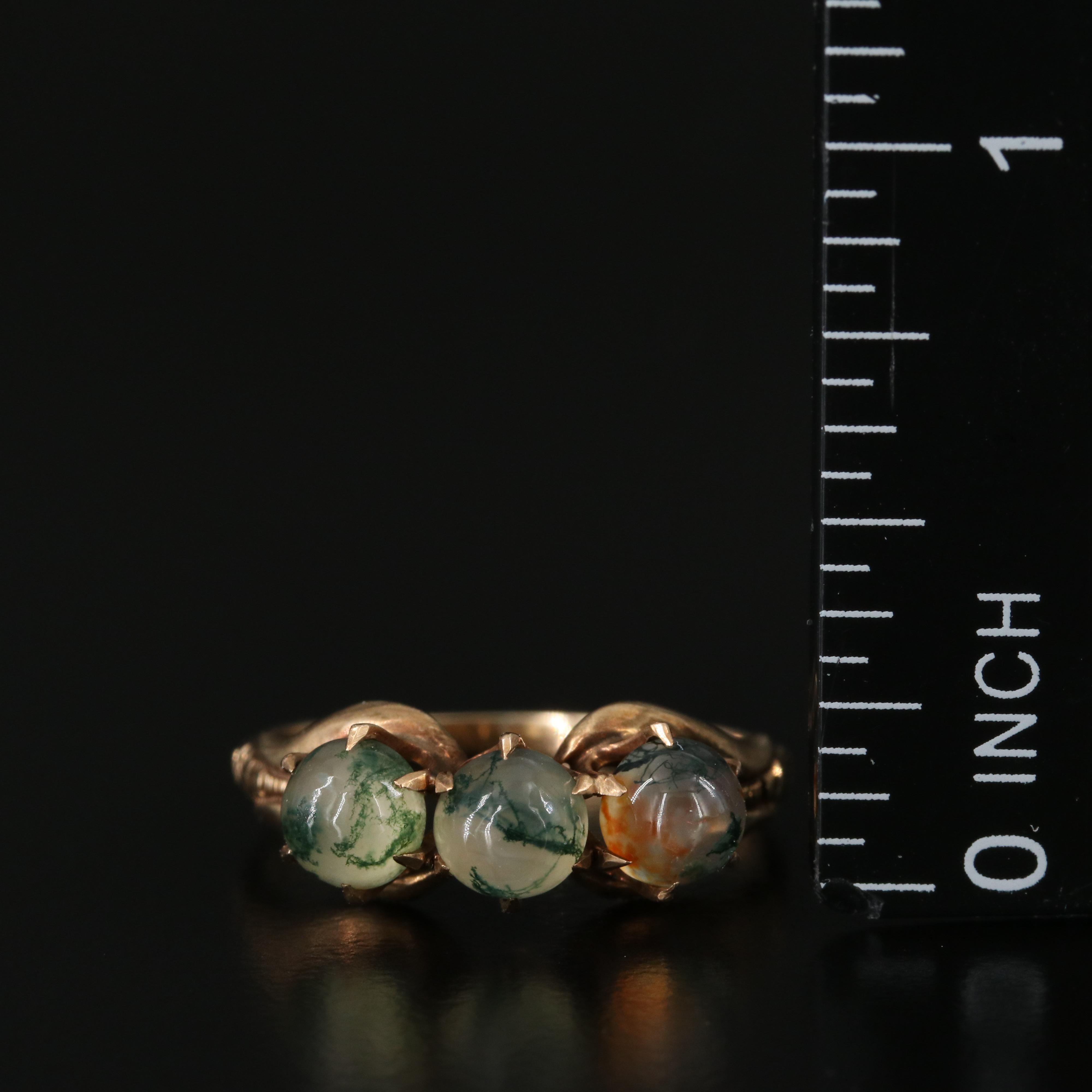 Vintage 10K Moss Agate Ring
