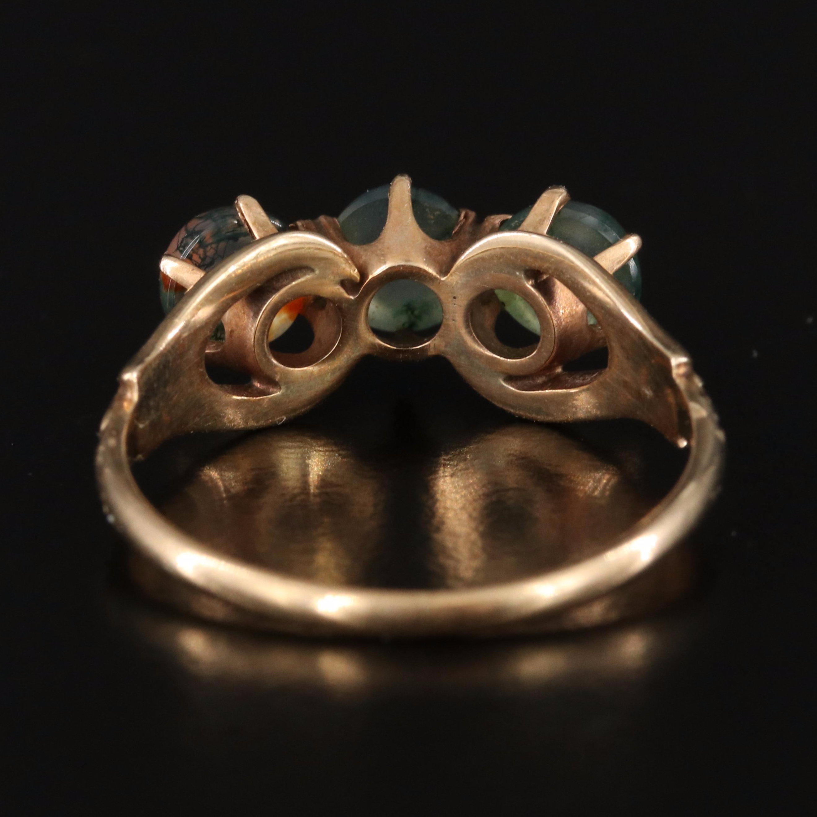 Vintage 10K Moss Agate Ring