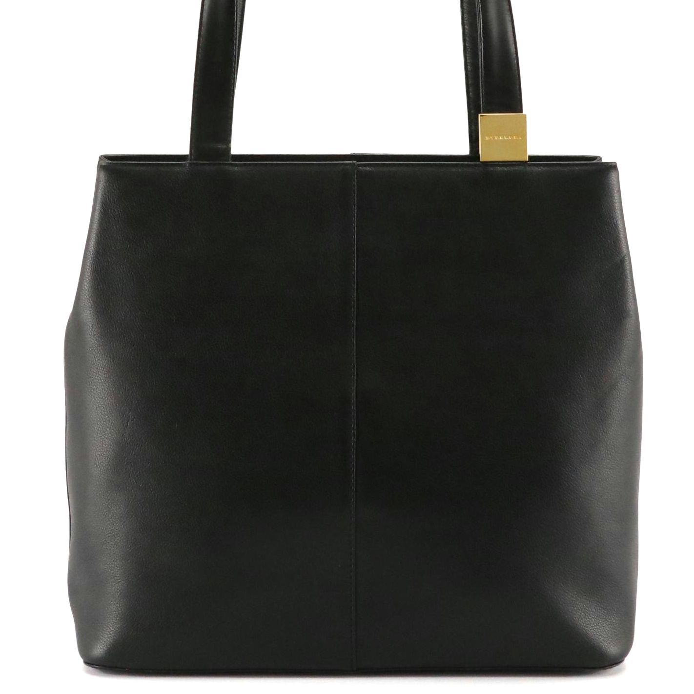 Burberry Middle Zipper Shoulder Tote in Black Grained Leather