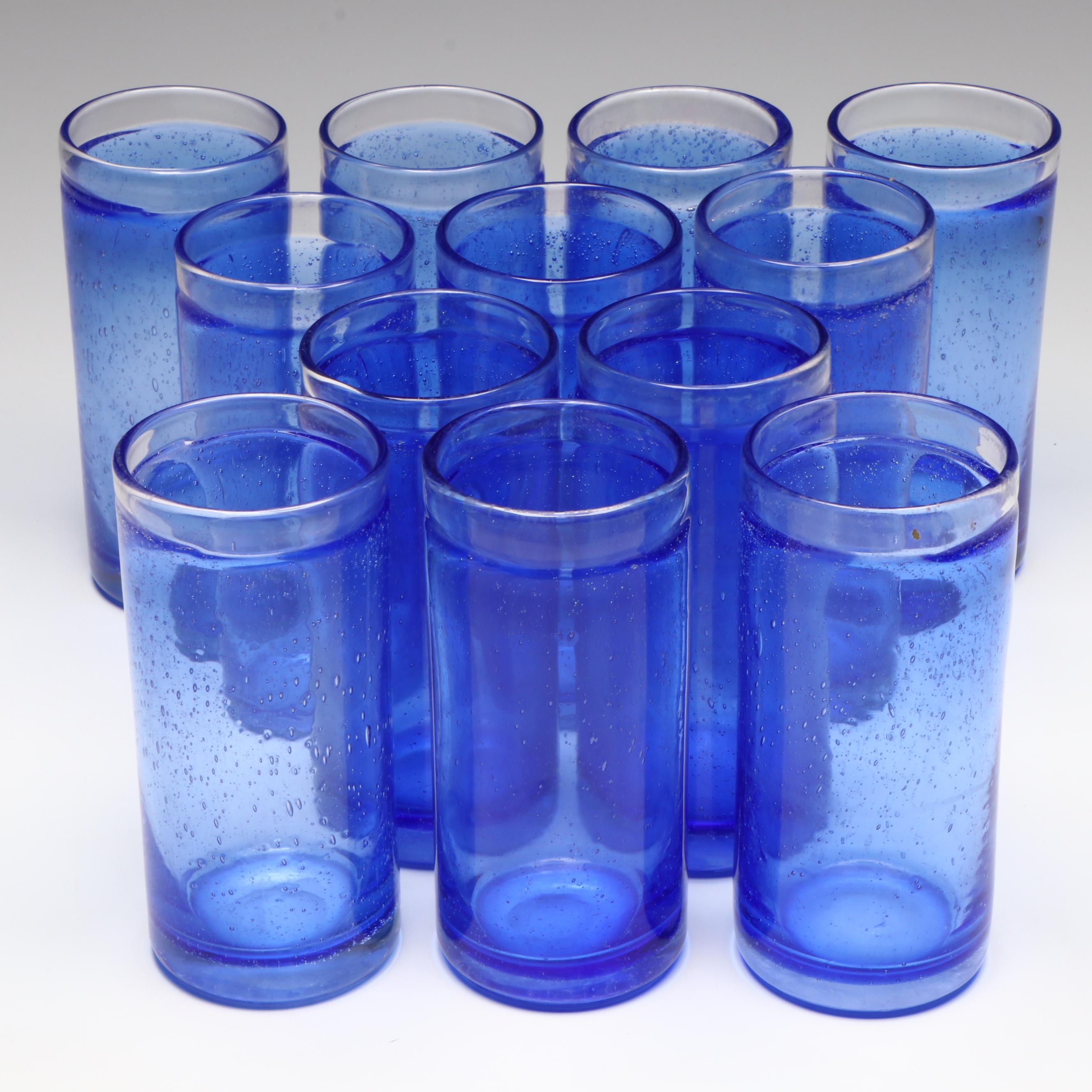 Cobalt Suspended Bubble Glass Tumblers