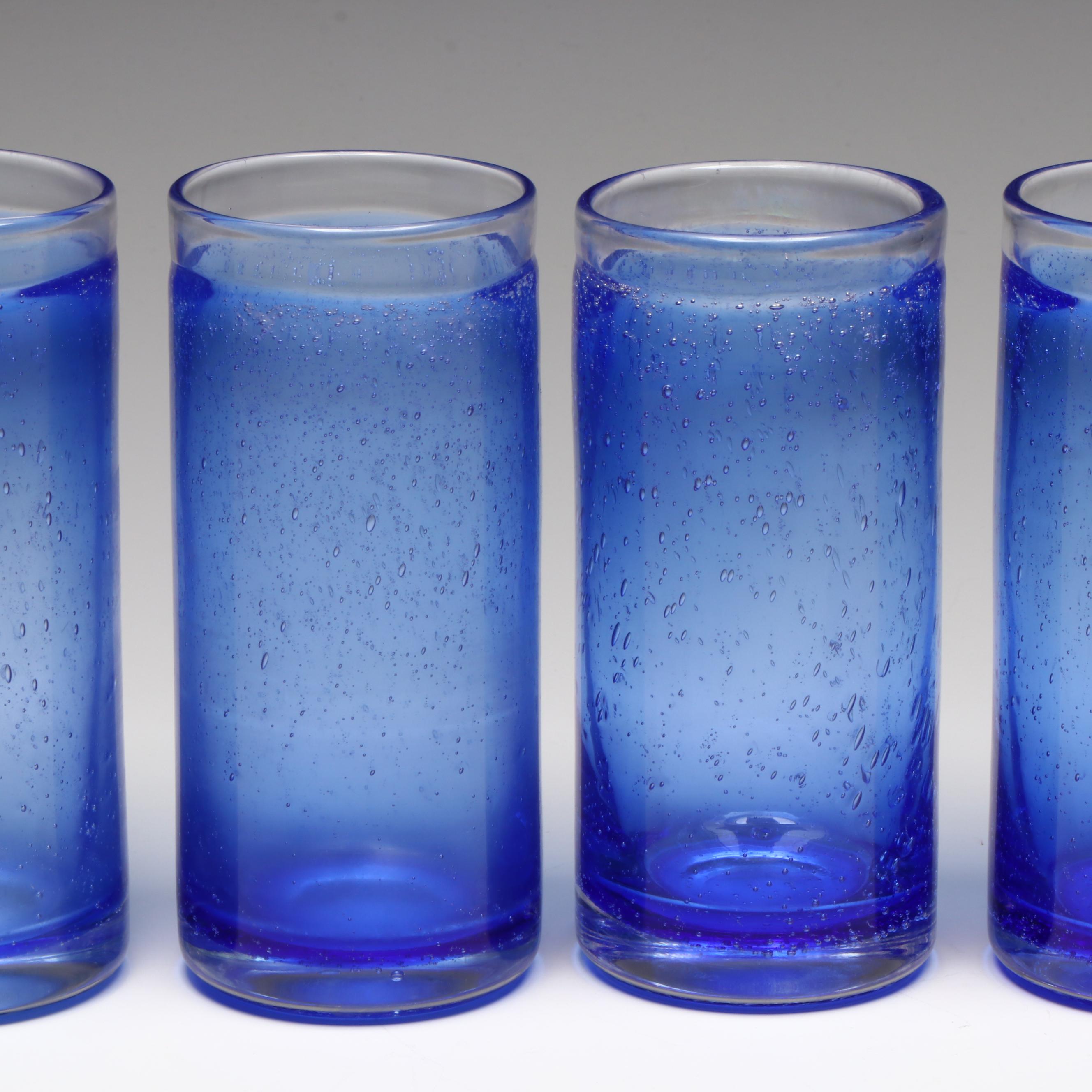 Cobalt Suspended Bubble Glass Tumblers