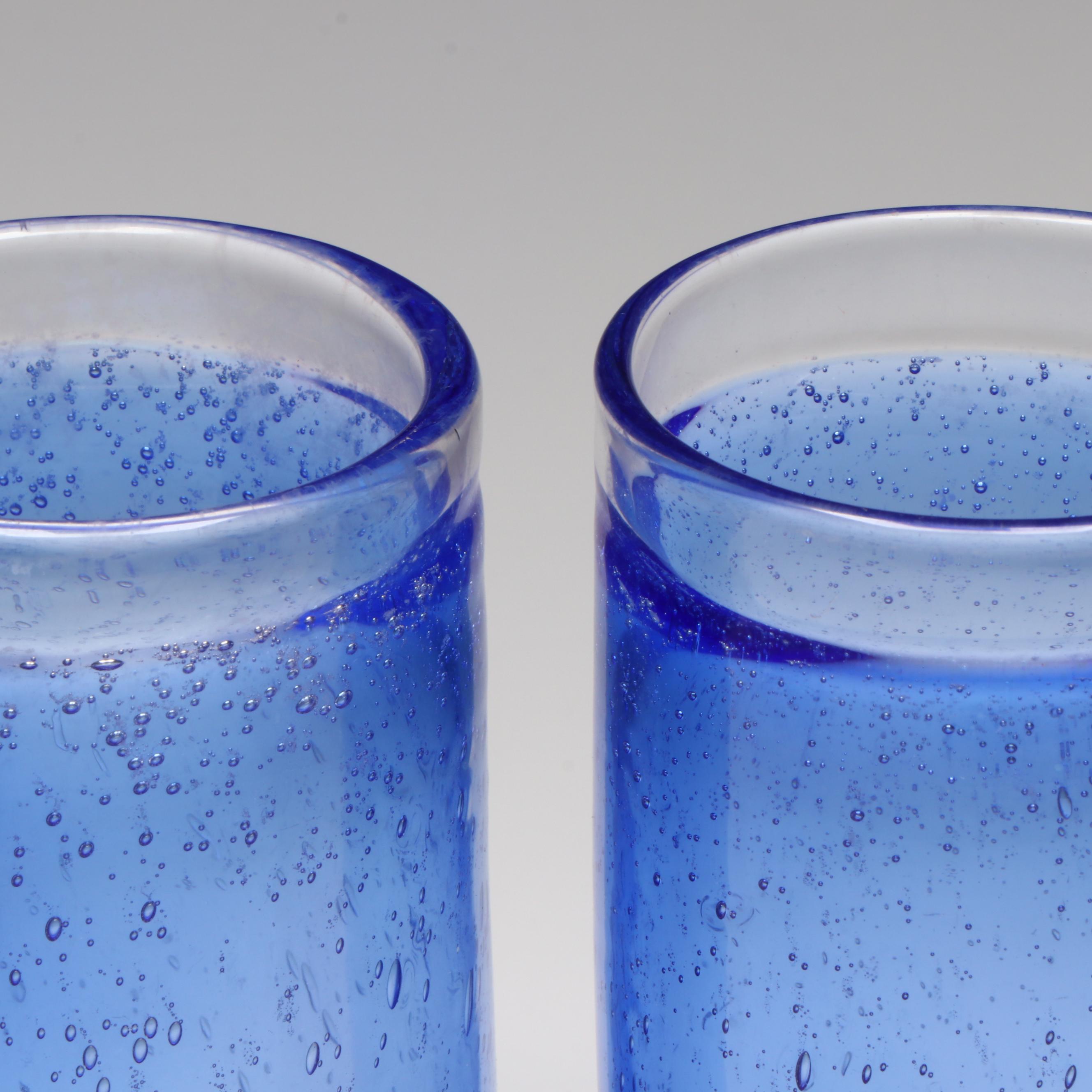 Cobalt Suspended Bubble Glass Tumblers