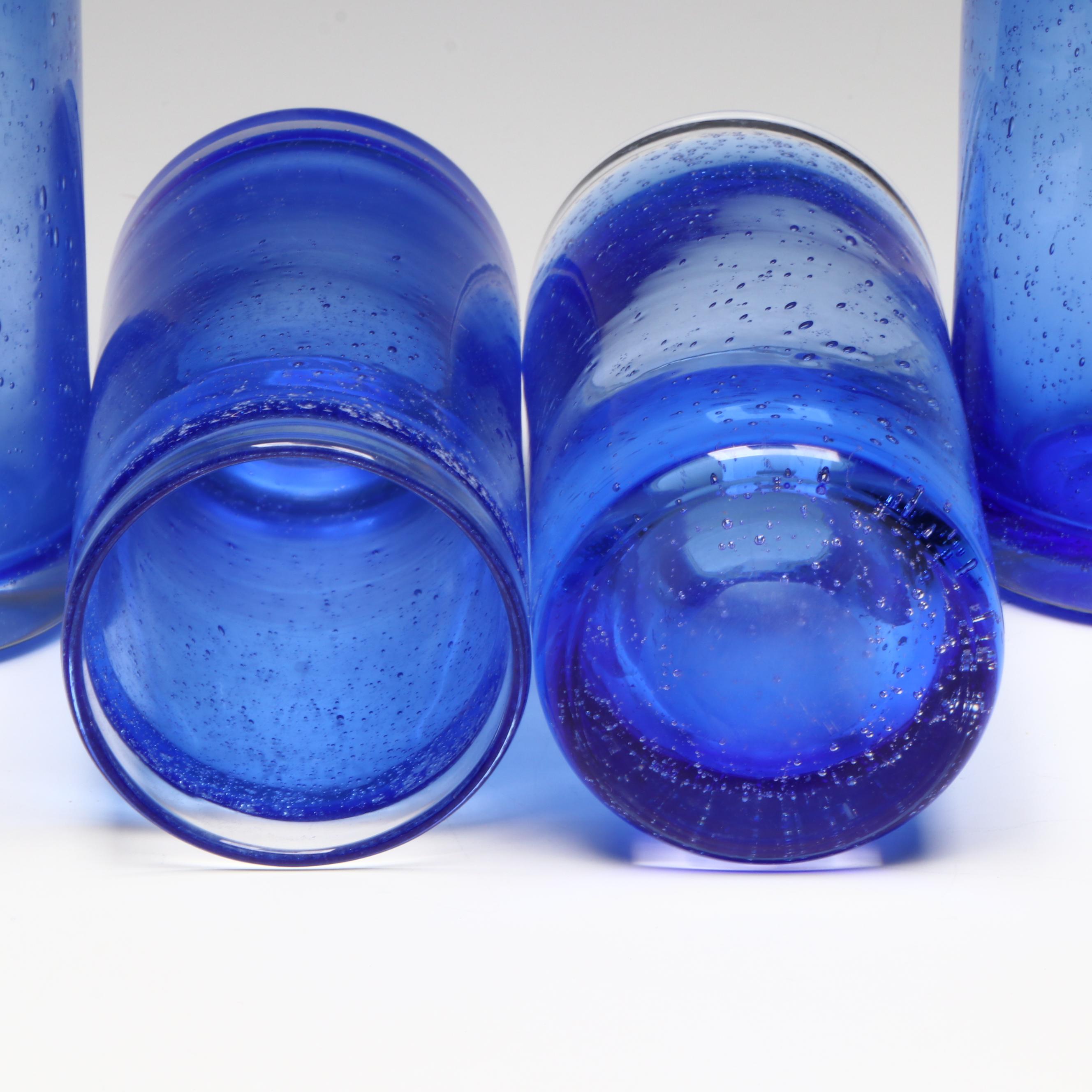 Cobalt Suspended Bubble Glass Tumblers