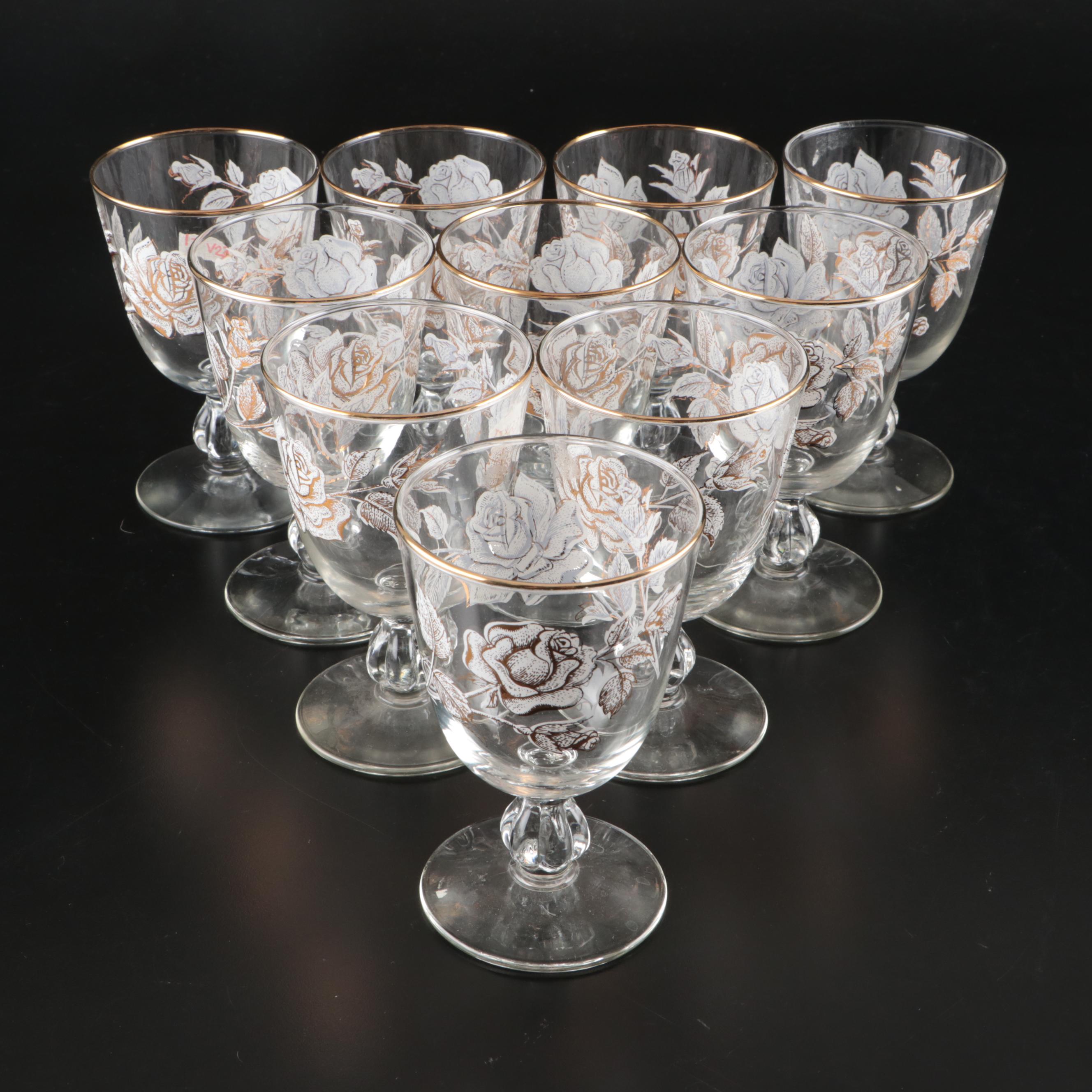 Gilt Rose Glass Stemware with Royal Copenhagen Porcelain Plates