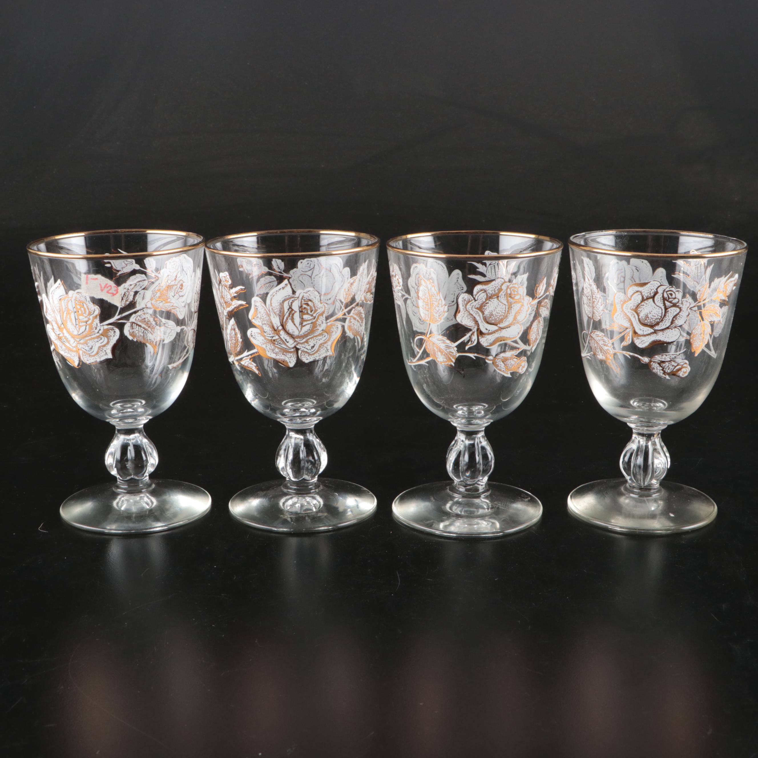 Gilt Rose Glass Stemware with Royal Copenhagen Porcelain Plates