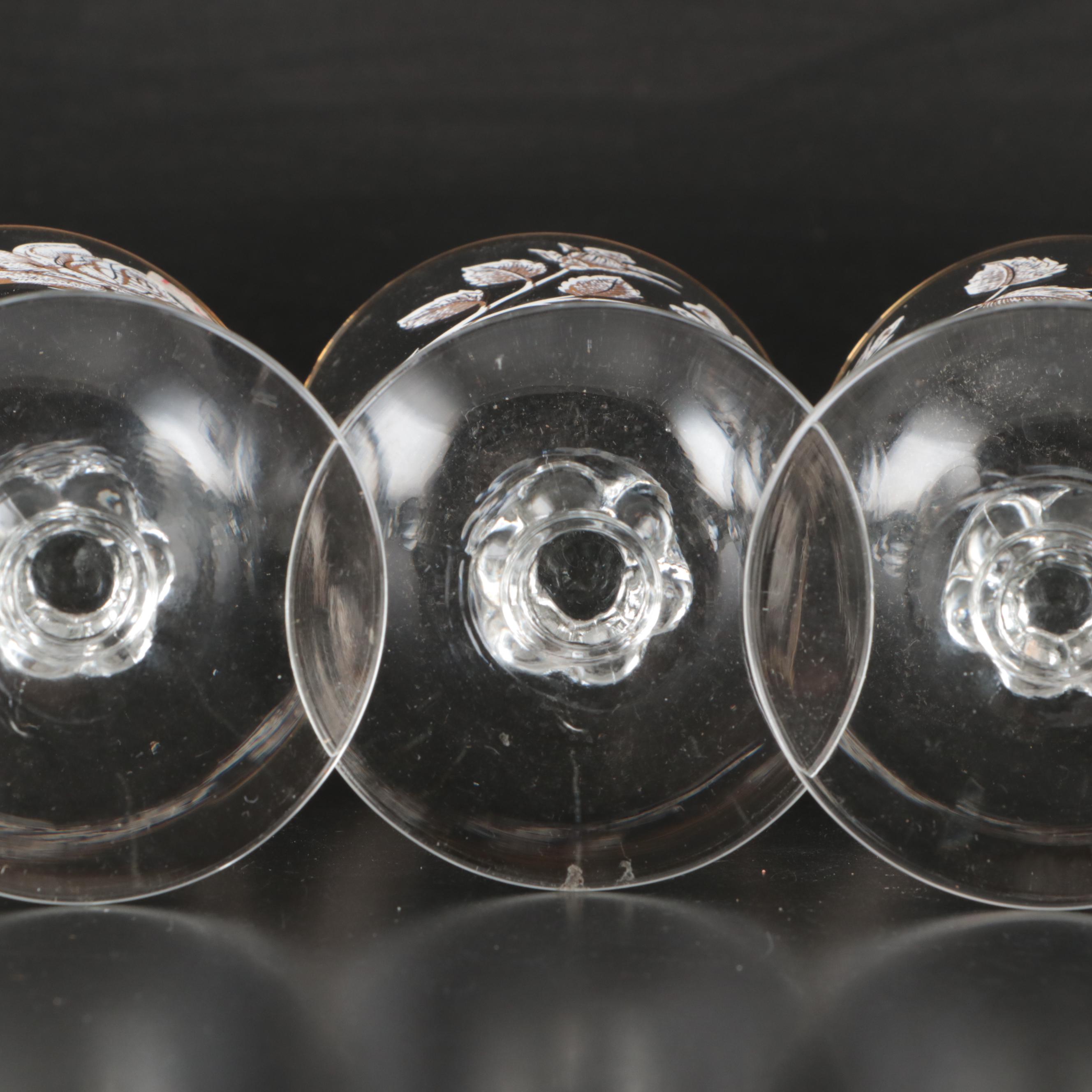 Gilt Rose Glass Stemware with Royal Copenhagen Porcelain Plates