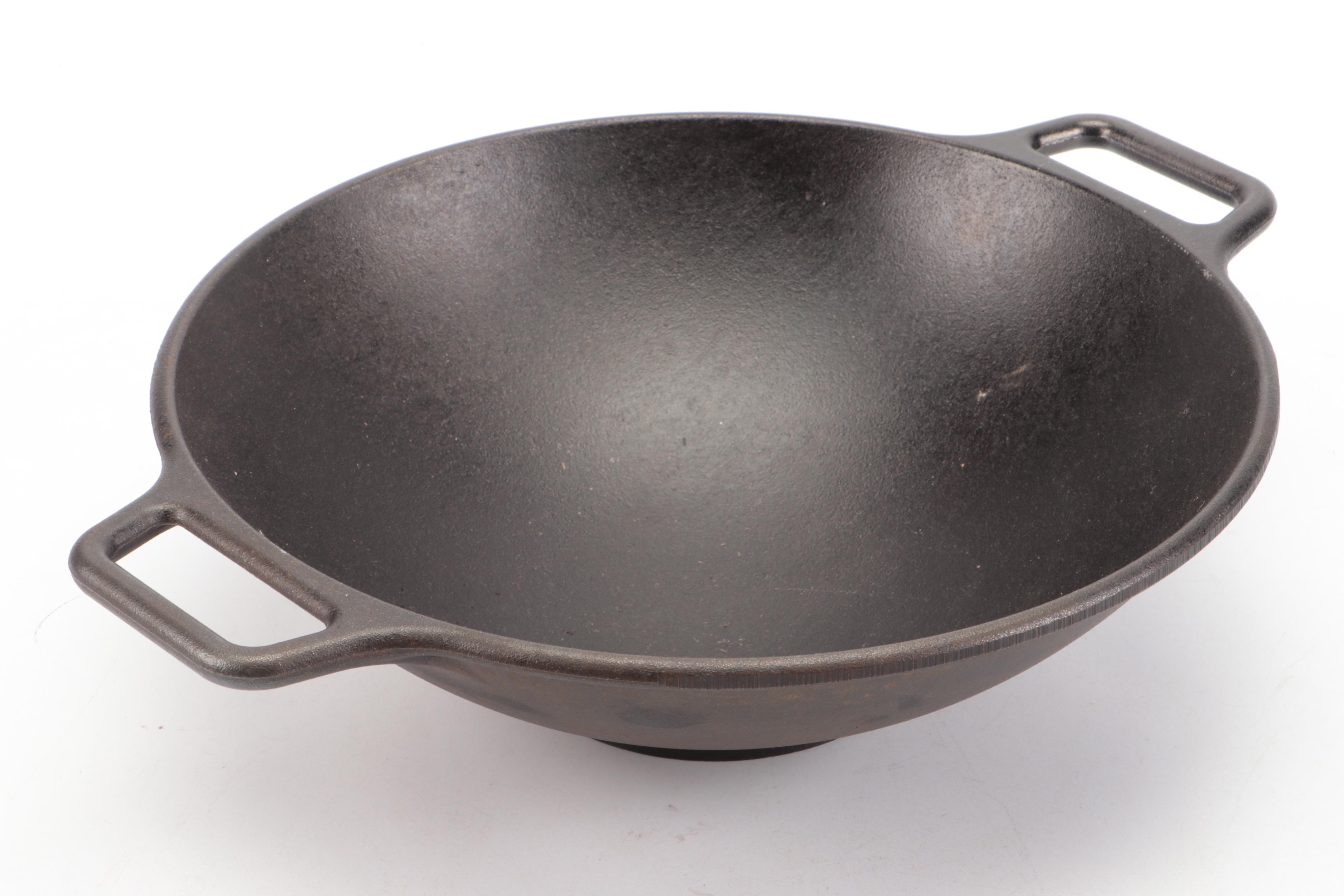 Lodge Cast Iron Wok with Wagner and Other Skillets