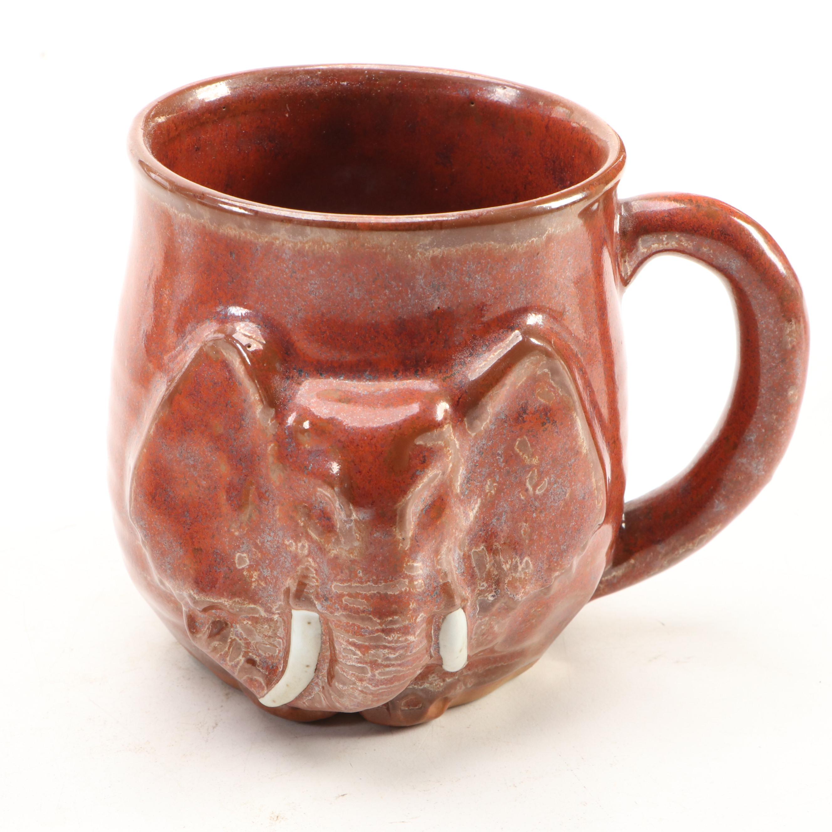 Japanese Stoneware Elephant Mug, Folk Art Elephant Plate and More