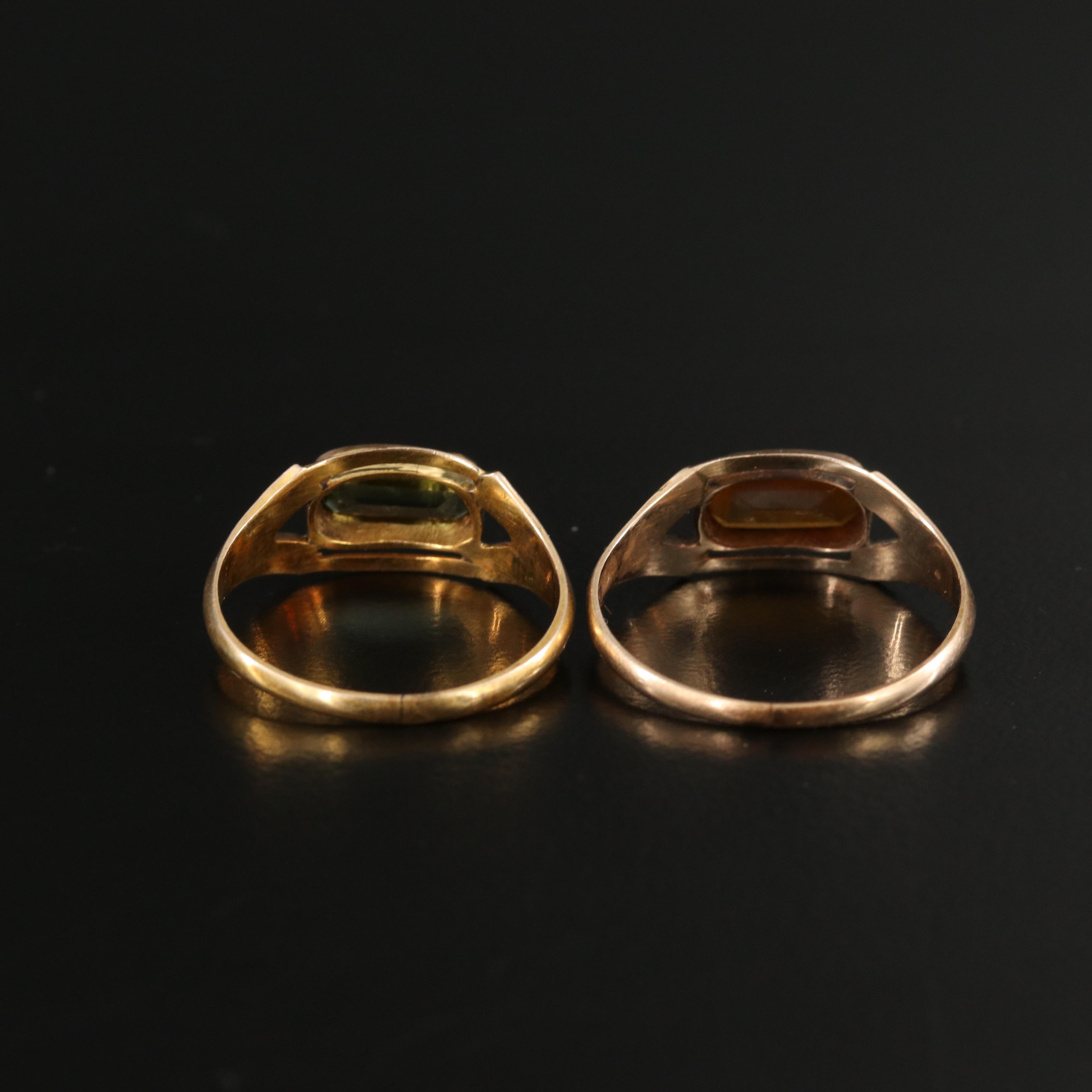 Vintage 10K Glass Rings