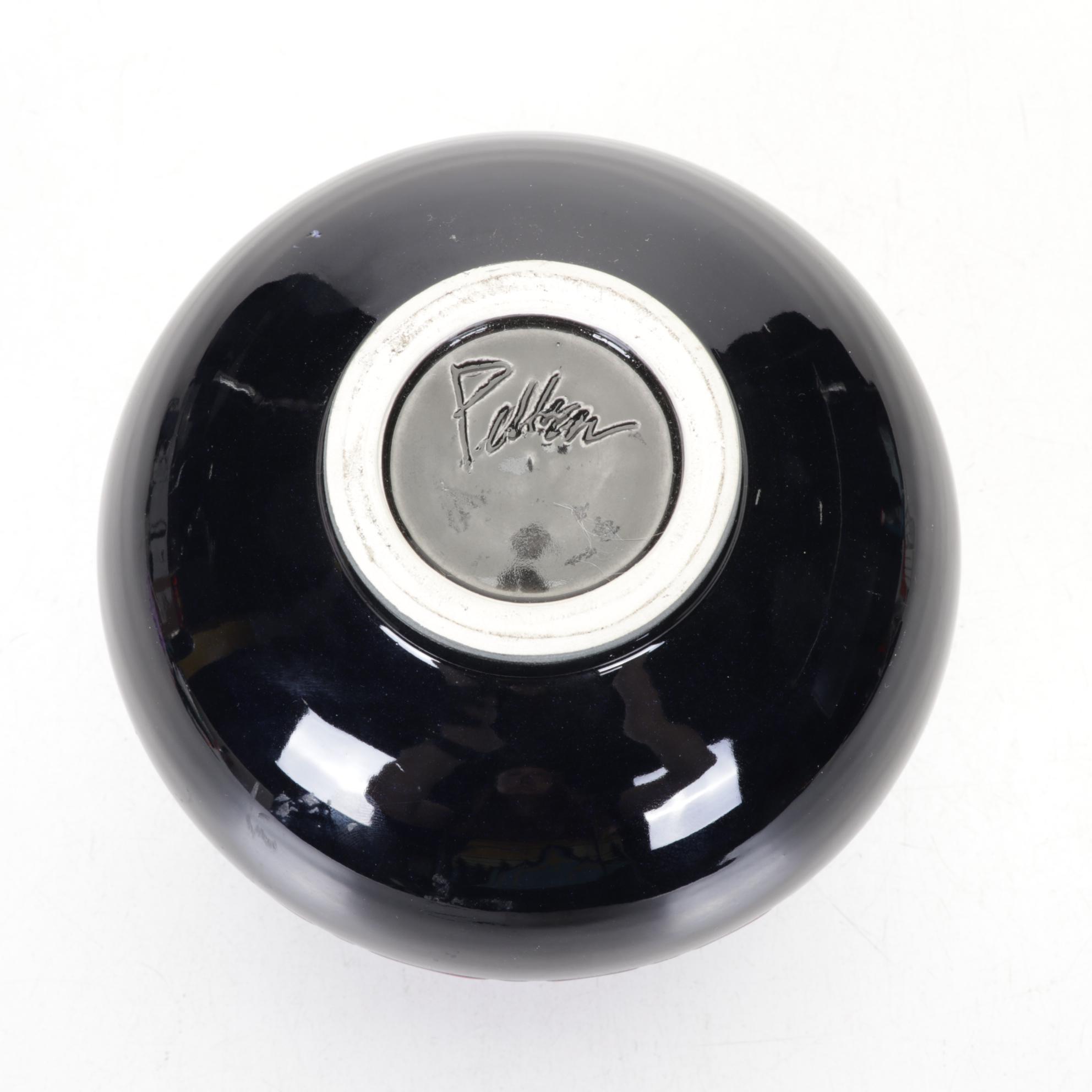 Studio Art Pottery "Fat Lava" Style Geometric Relief Glaze Vase