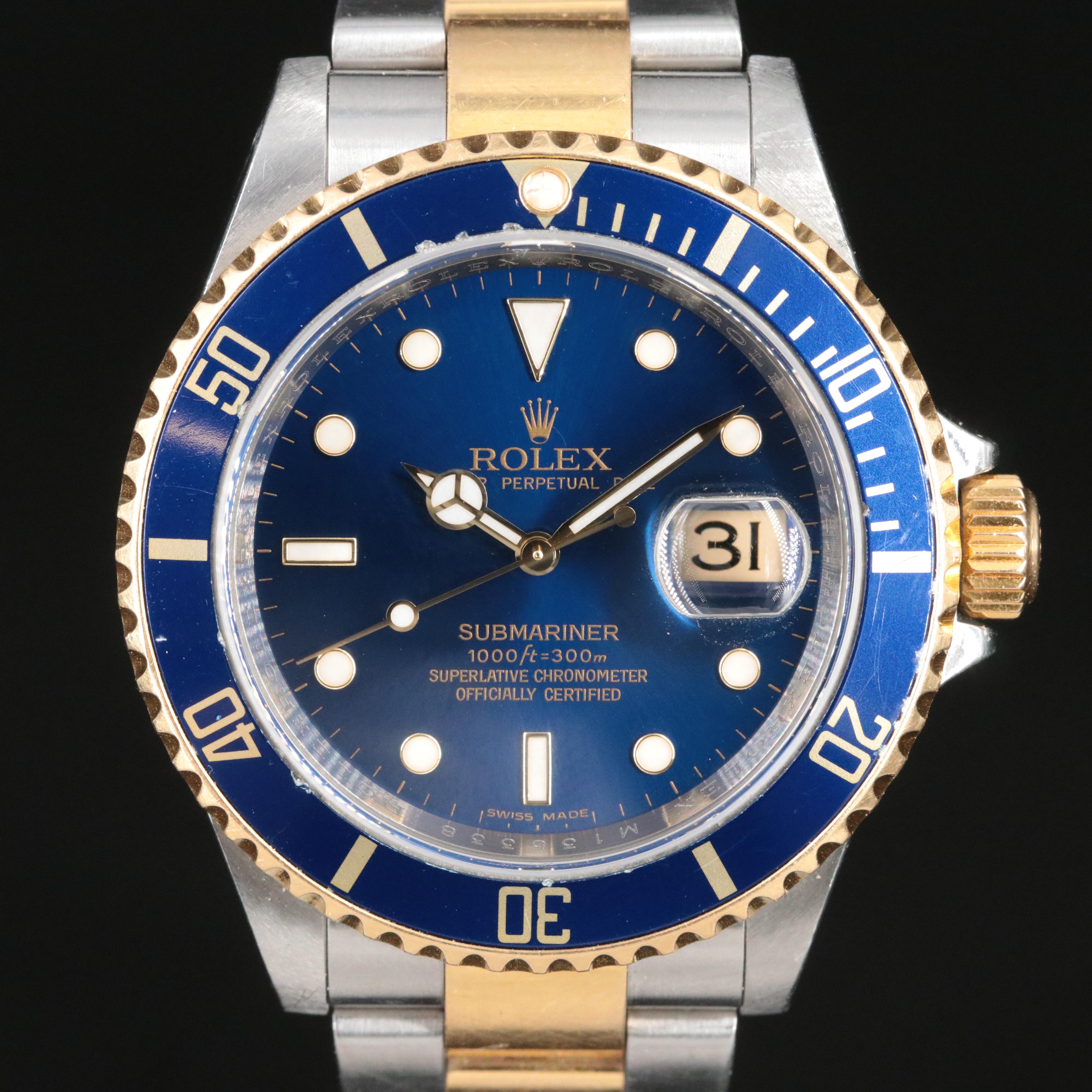 Rolex Submariner 16613 Blue 2007 Two Tone Watch
