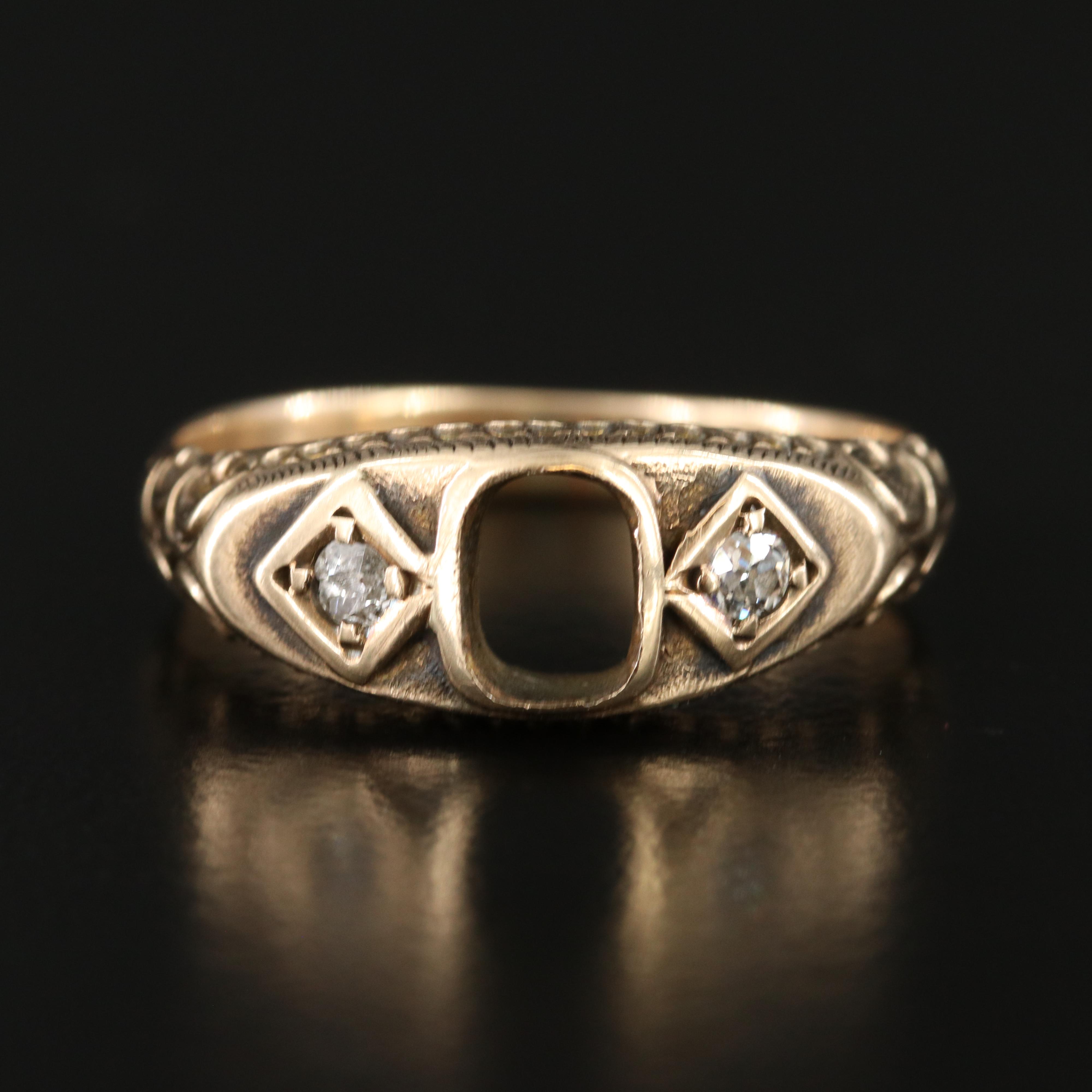 Antique 10K 0.09 CTW Diamond Semi-Mount Ring