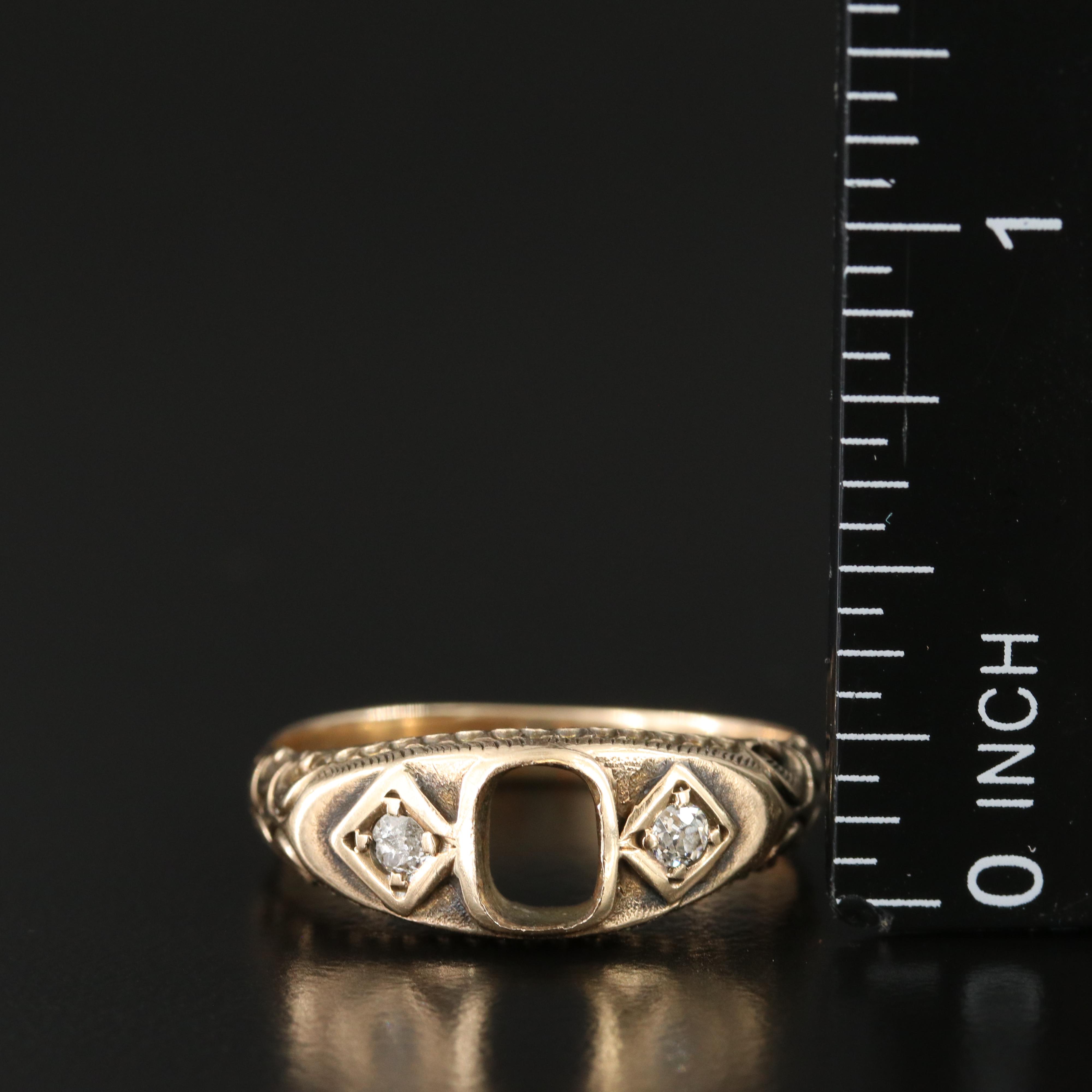 Antique 10K 0.09 CTW Diamond Semi-Mount Ring