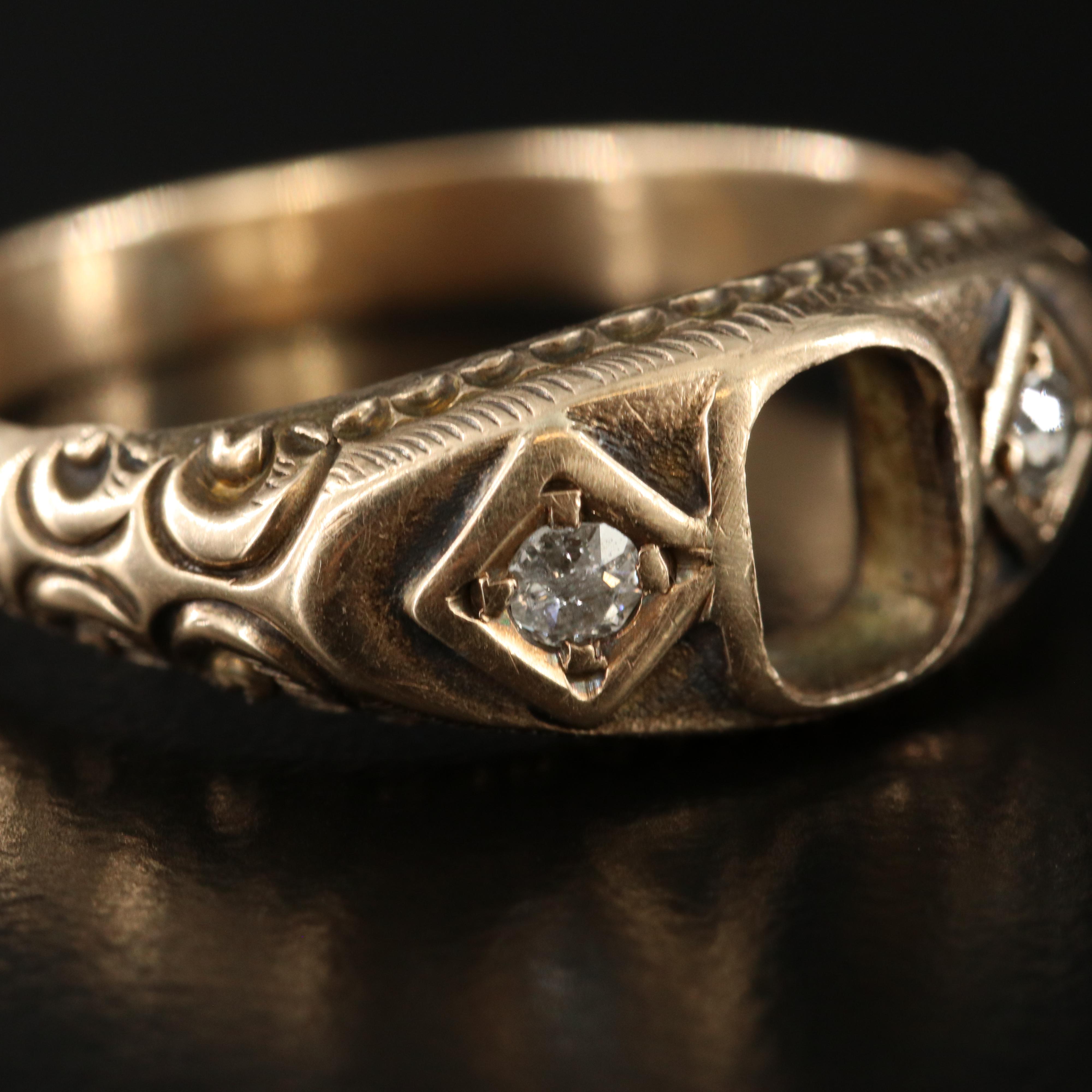 Antique 10K 0.09 CTW Diamond Semi-Mount Ring