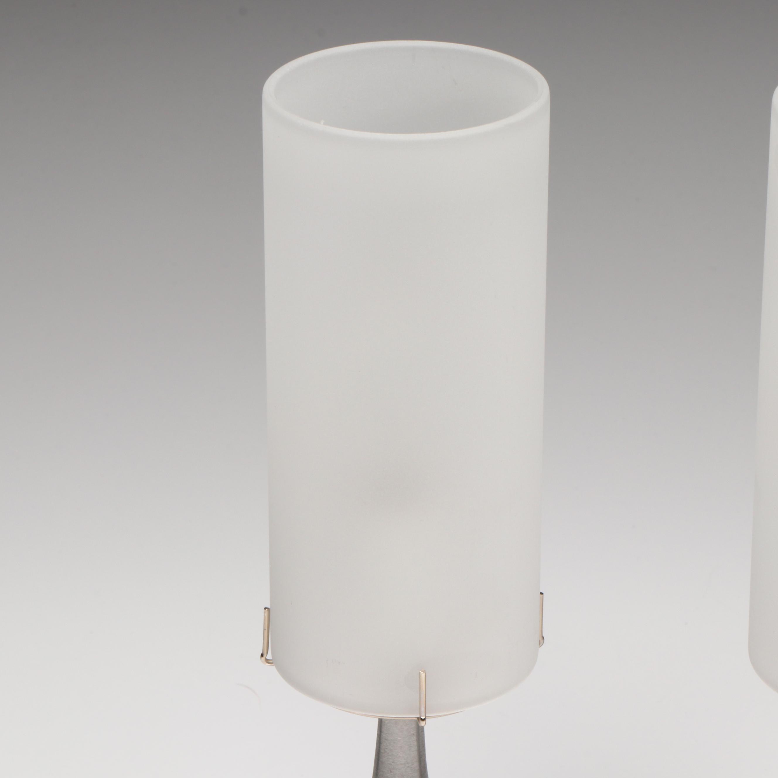 Pablo Designs Brushed Metal and Satin Glass Table Lamps