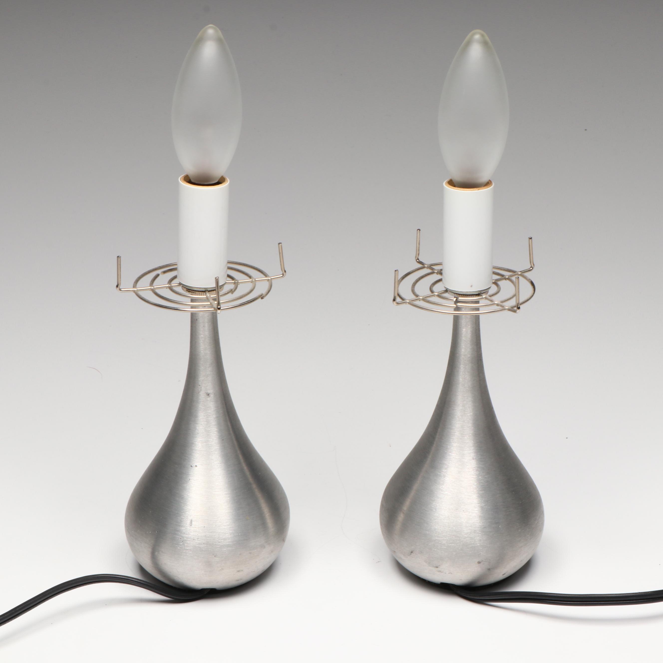 Pablo Designs Brushed Metal and Satin Glass Table Lamps