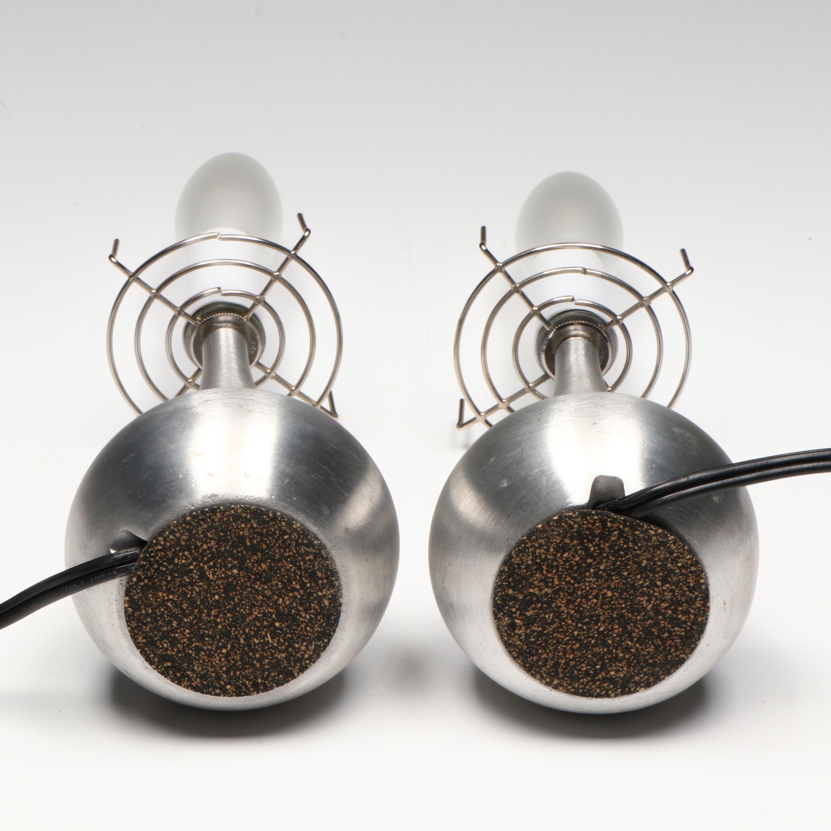 Pablo Designs Brushed Metal and Satin Glass Table Lamps