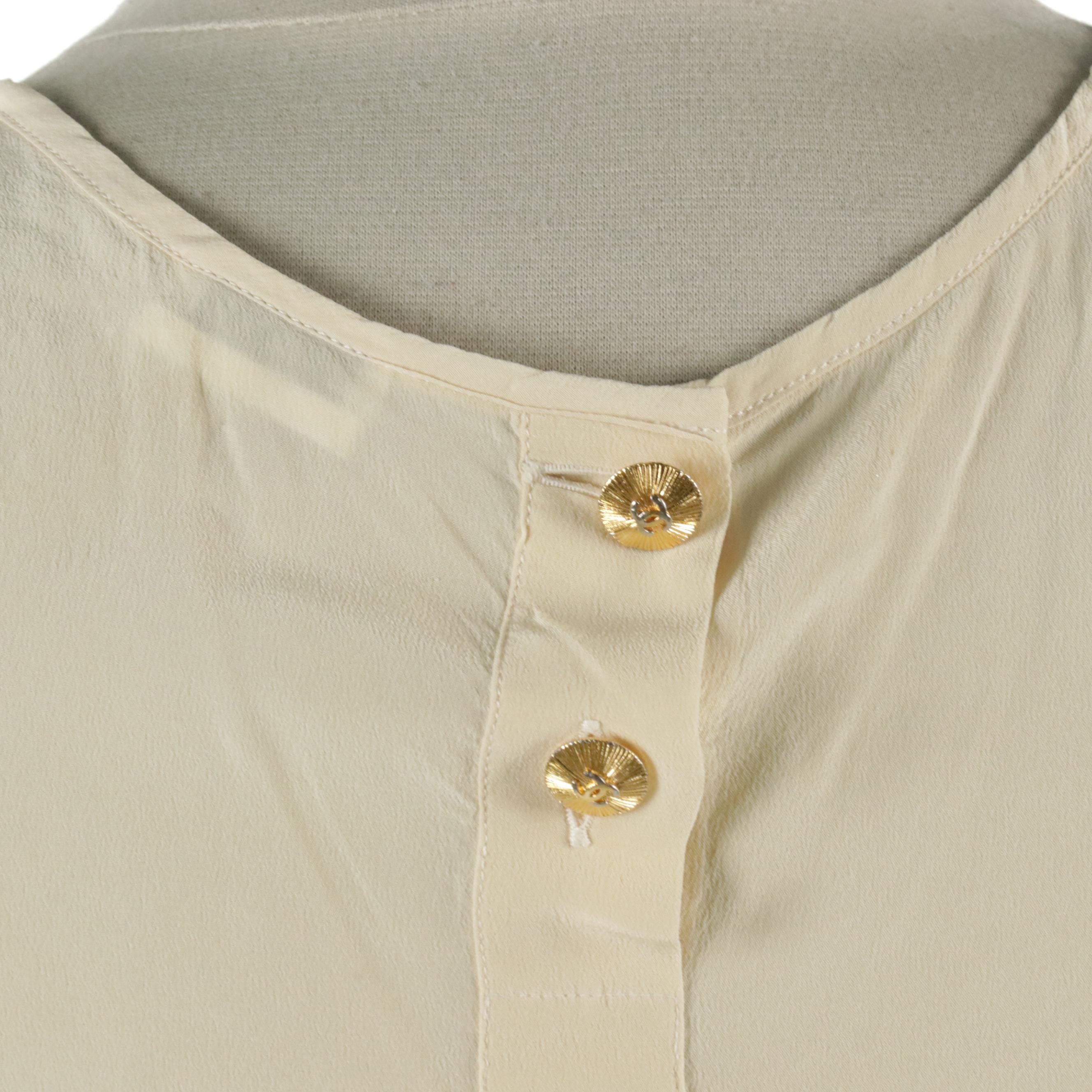 Chanel Spring Collection Pleated Sleeveless Top and Skirt in Off-White Silk