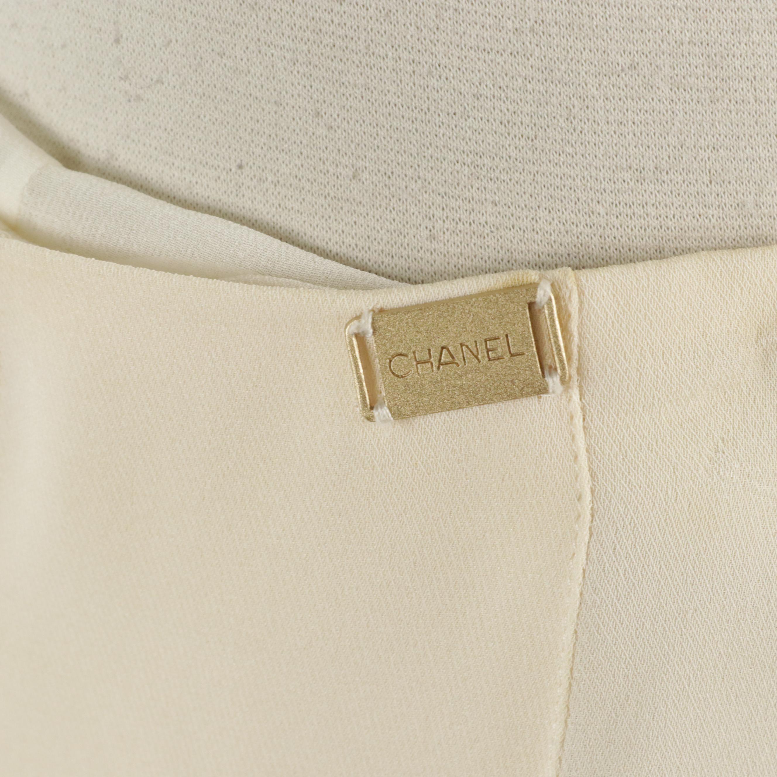 Chanel Spring Collection Pleated Sleeveless Top and Skirt in Off-White Silk