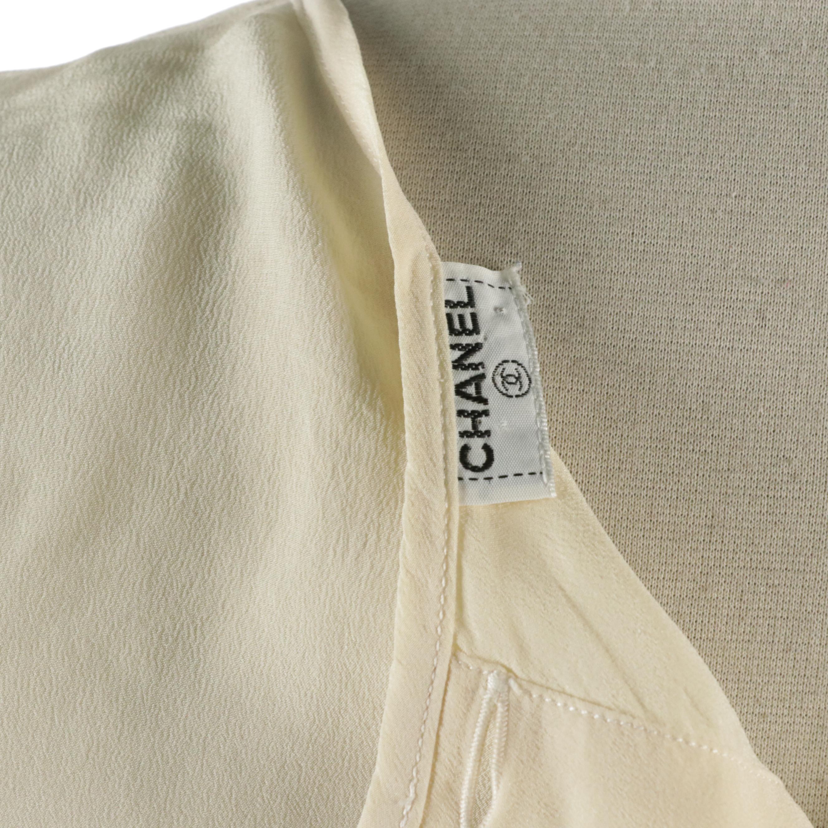 Chanel Spring Collection Pleated Sleeveless Top and Skirt in Off-White Silk