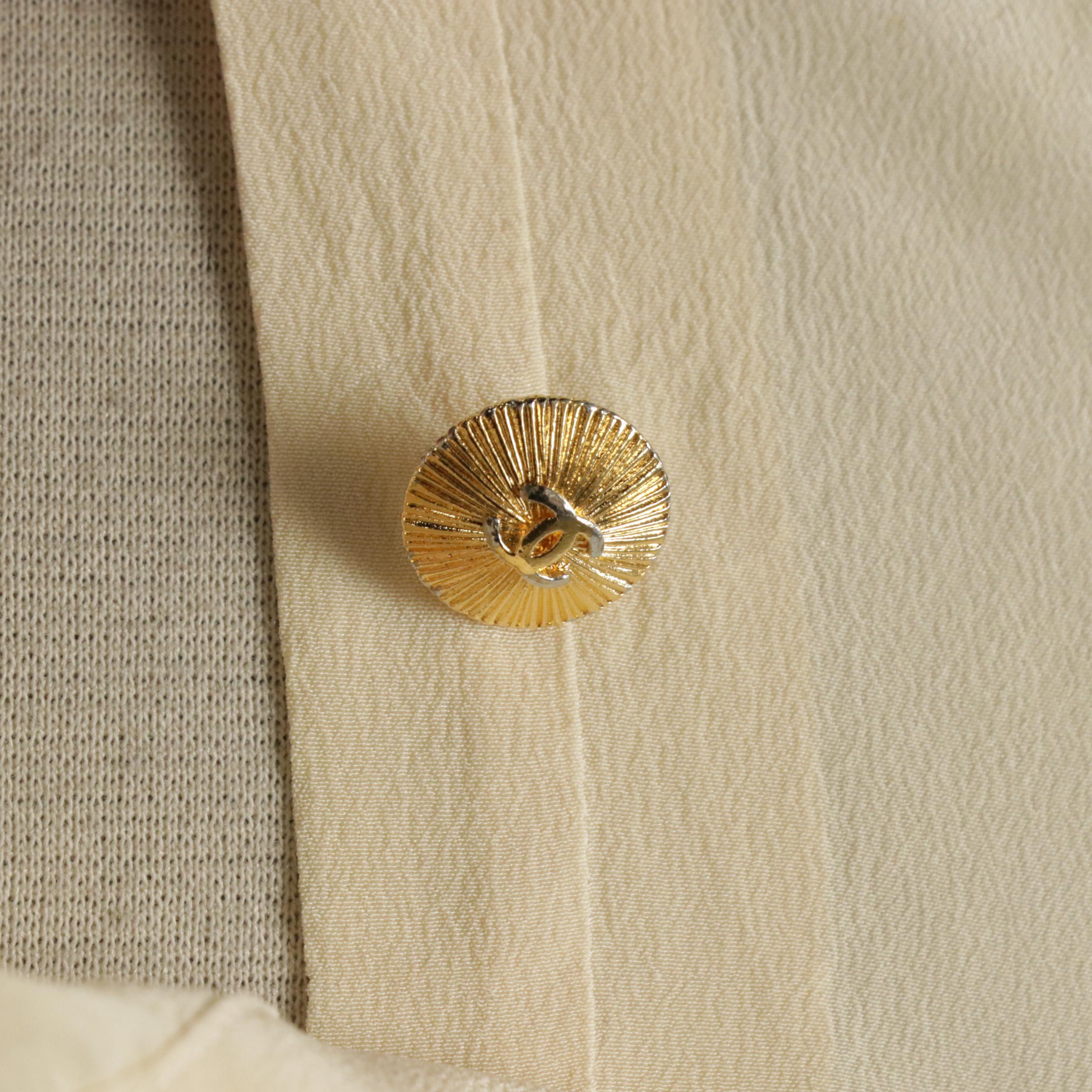 Chanel Spring Collection Pleated Sleeveless Top and Skirt in Off-White Silk