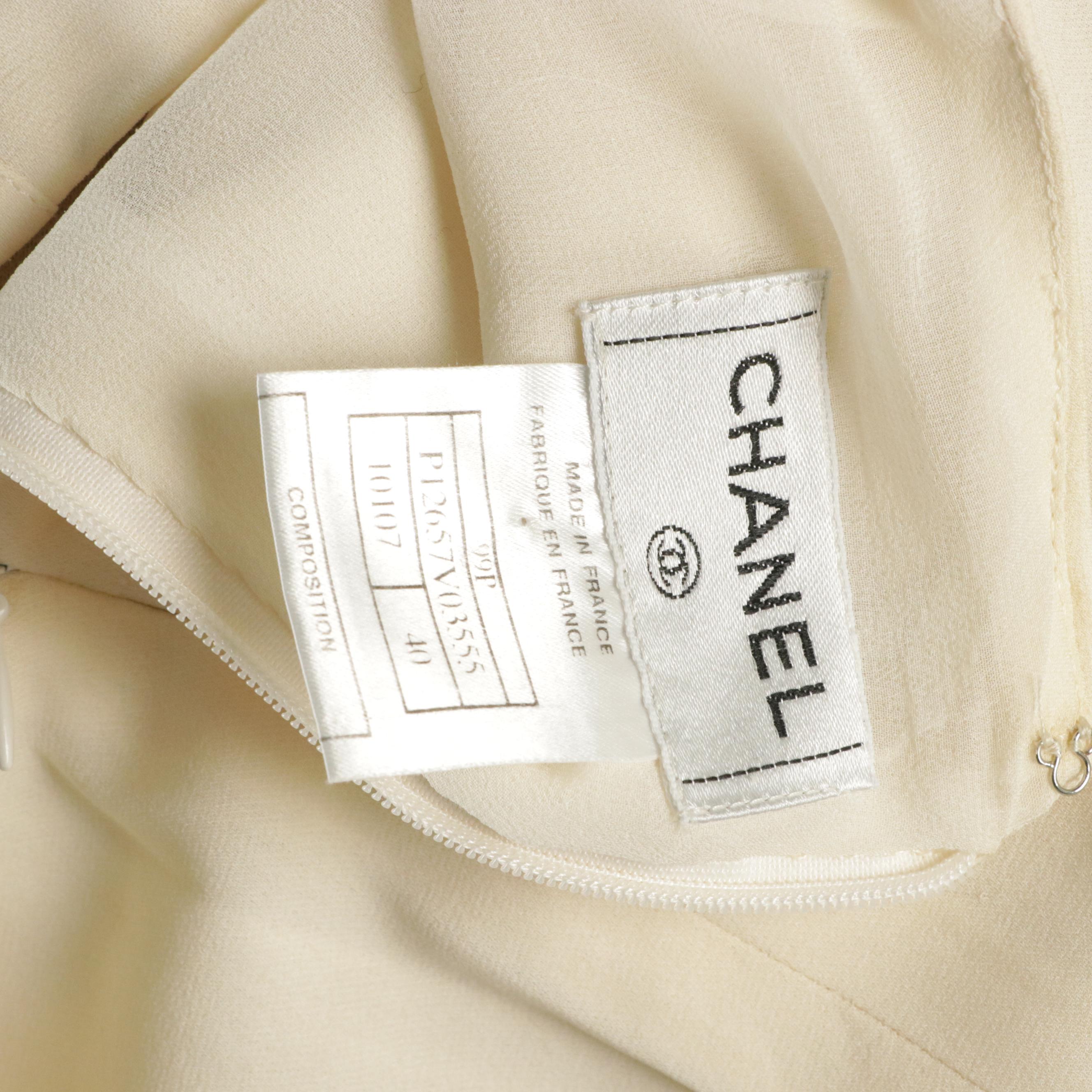 Chanel Spring Collection Pleated Sleeveless Top and Skirt in Off-White Silk