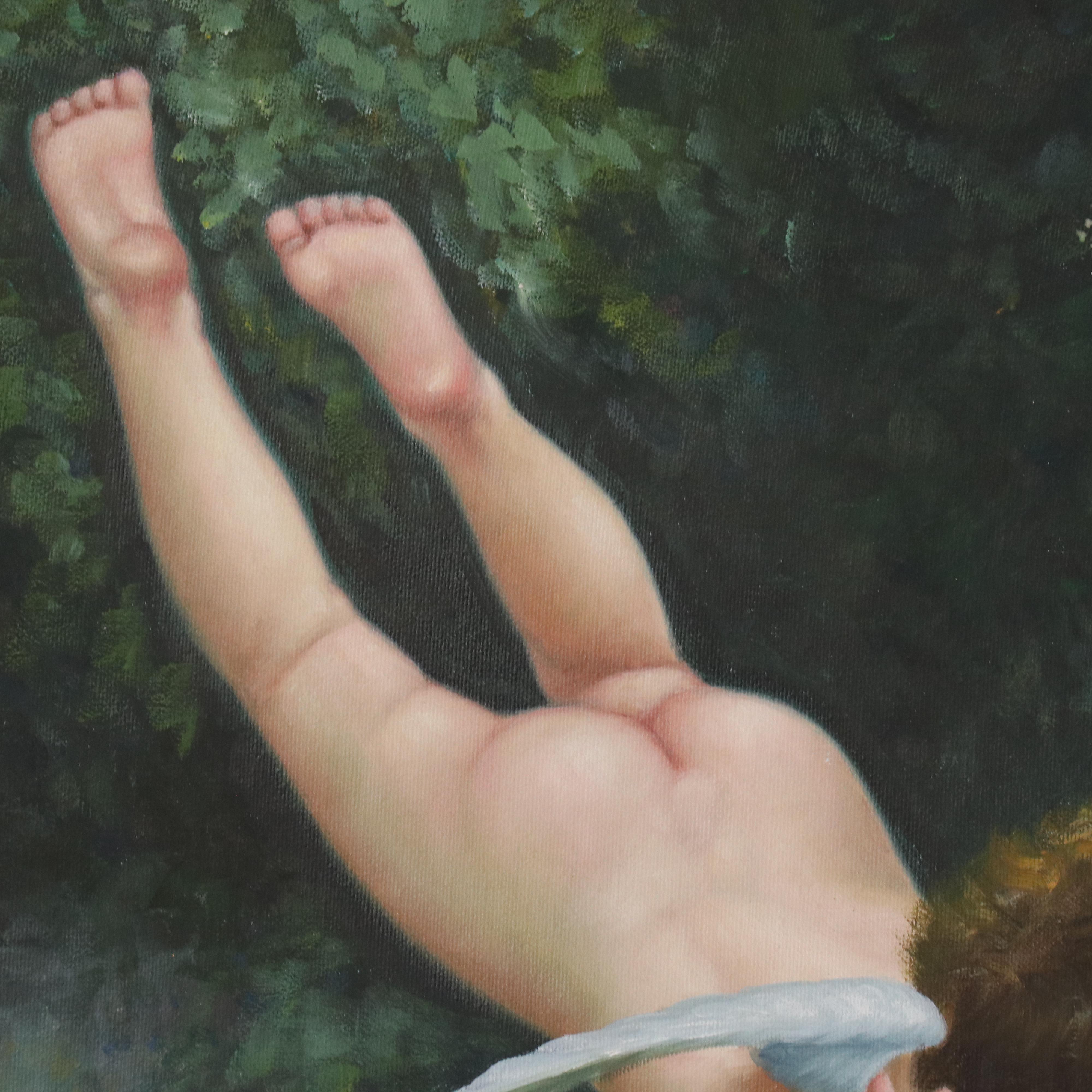 After William Adolphe Bouguereau Oil Painting "Invading Cupid's Realm"