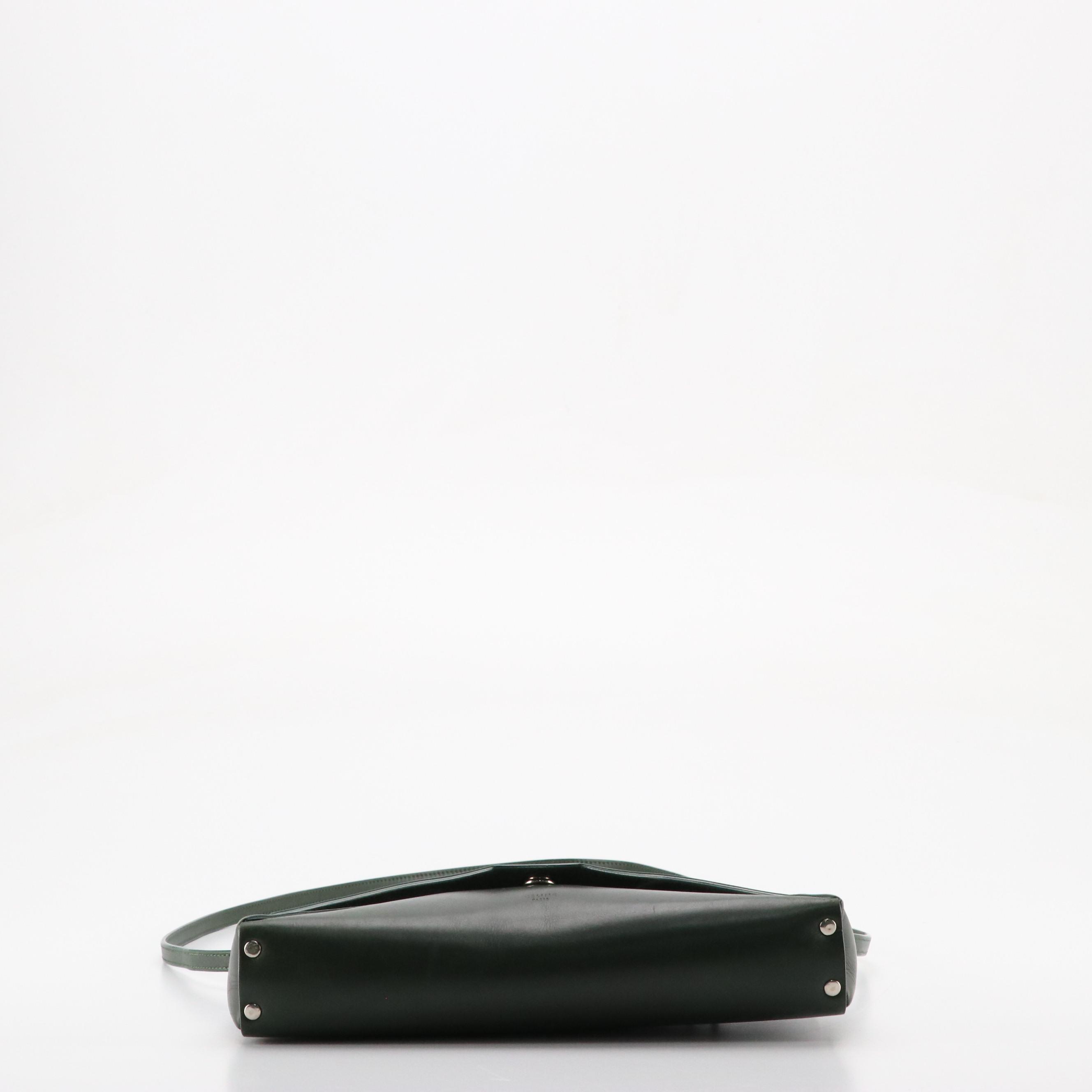 Céline Biker Crossbody Bag in Dark Green Calfskin Leather