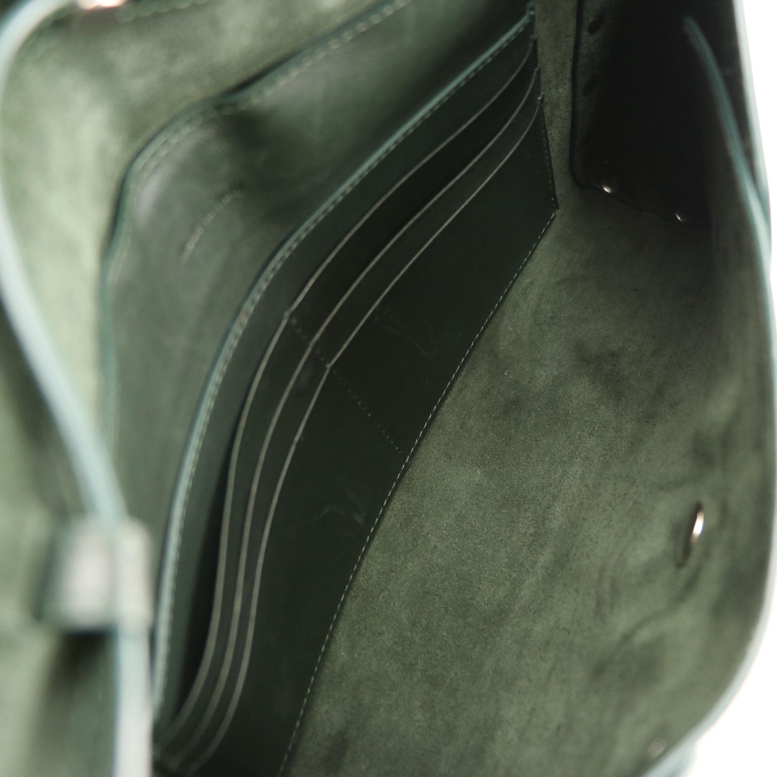 Céline Biker Crossbody Bag in Dark Green Calfskin Leather