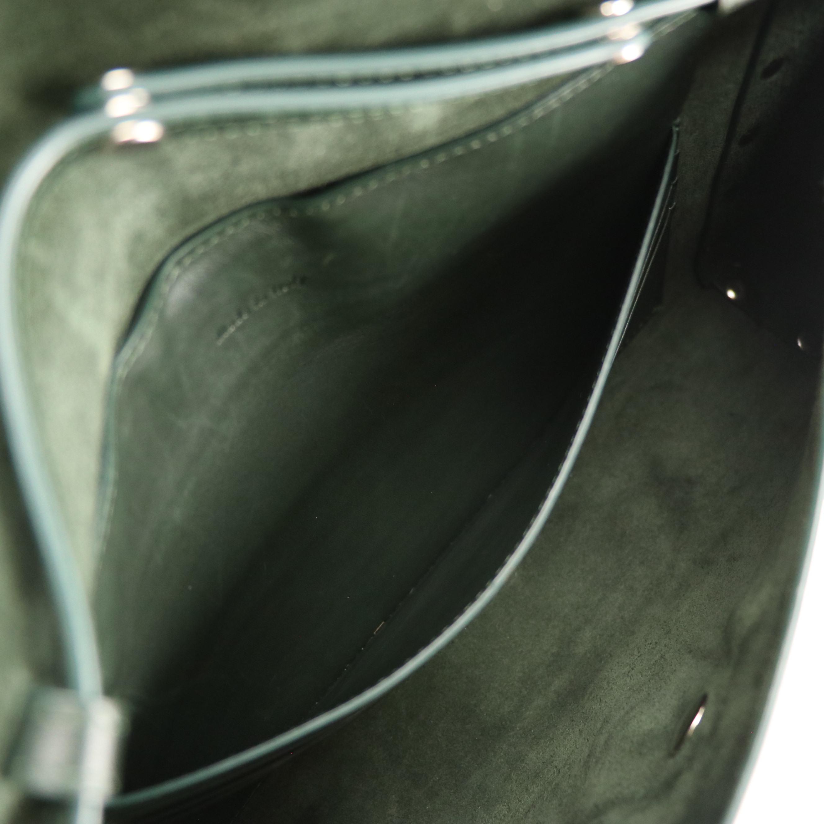 Céline Biker Crossbody Bag in Dark Green Calfskin Leather