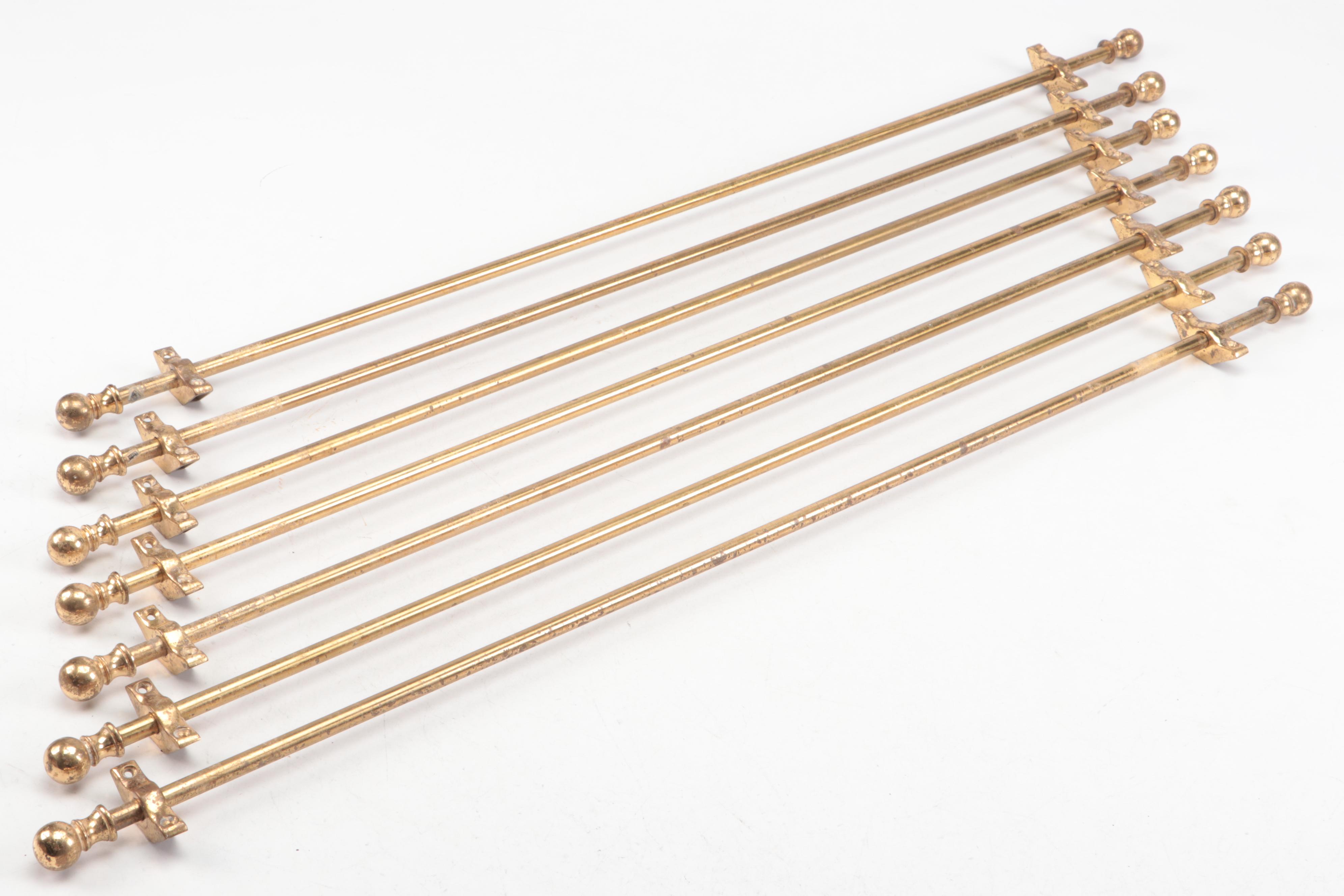 Set of Seven Brass Finished Metal Stair Rods