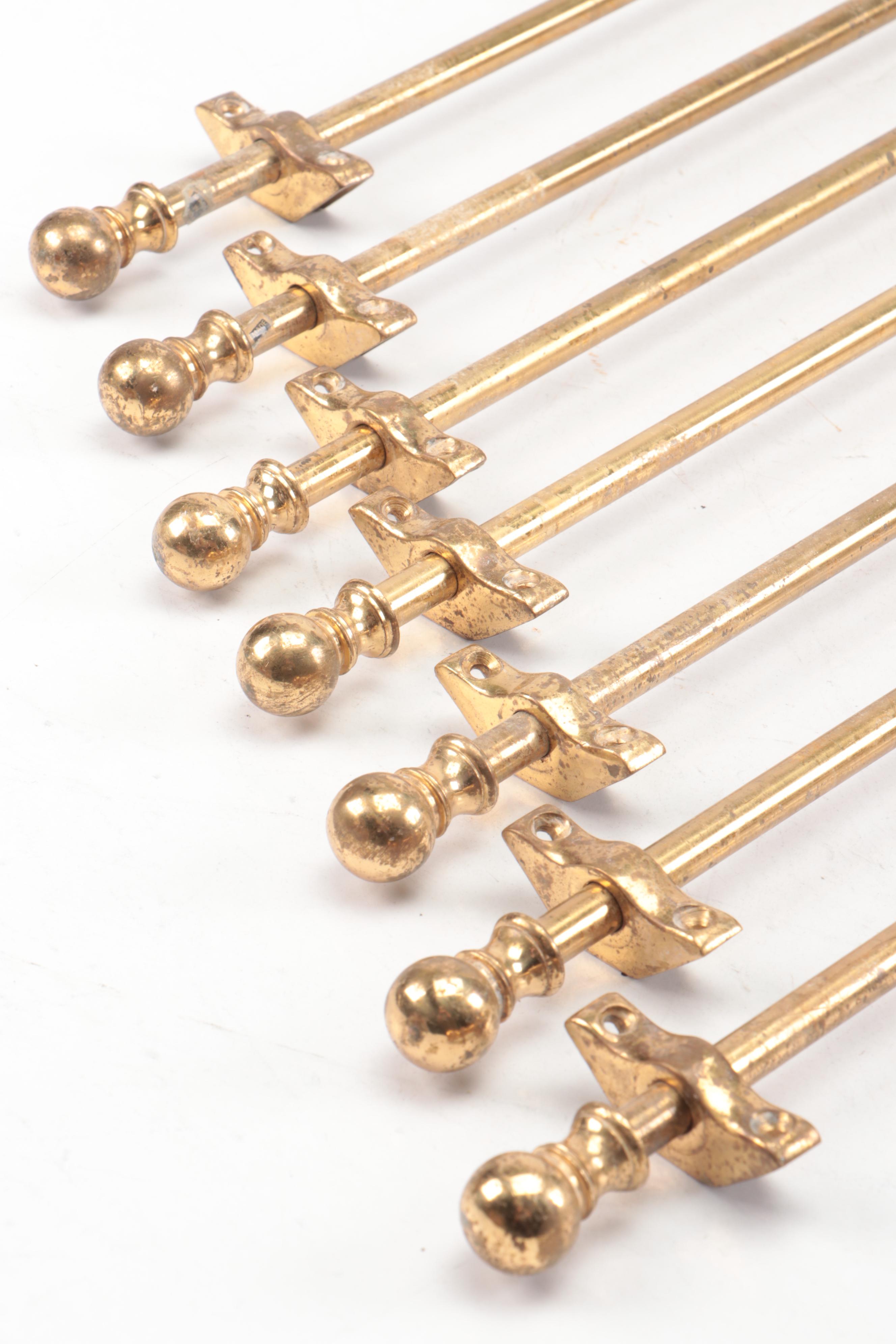 Set of Seven Brass Finished Metal Stair Rods