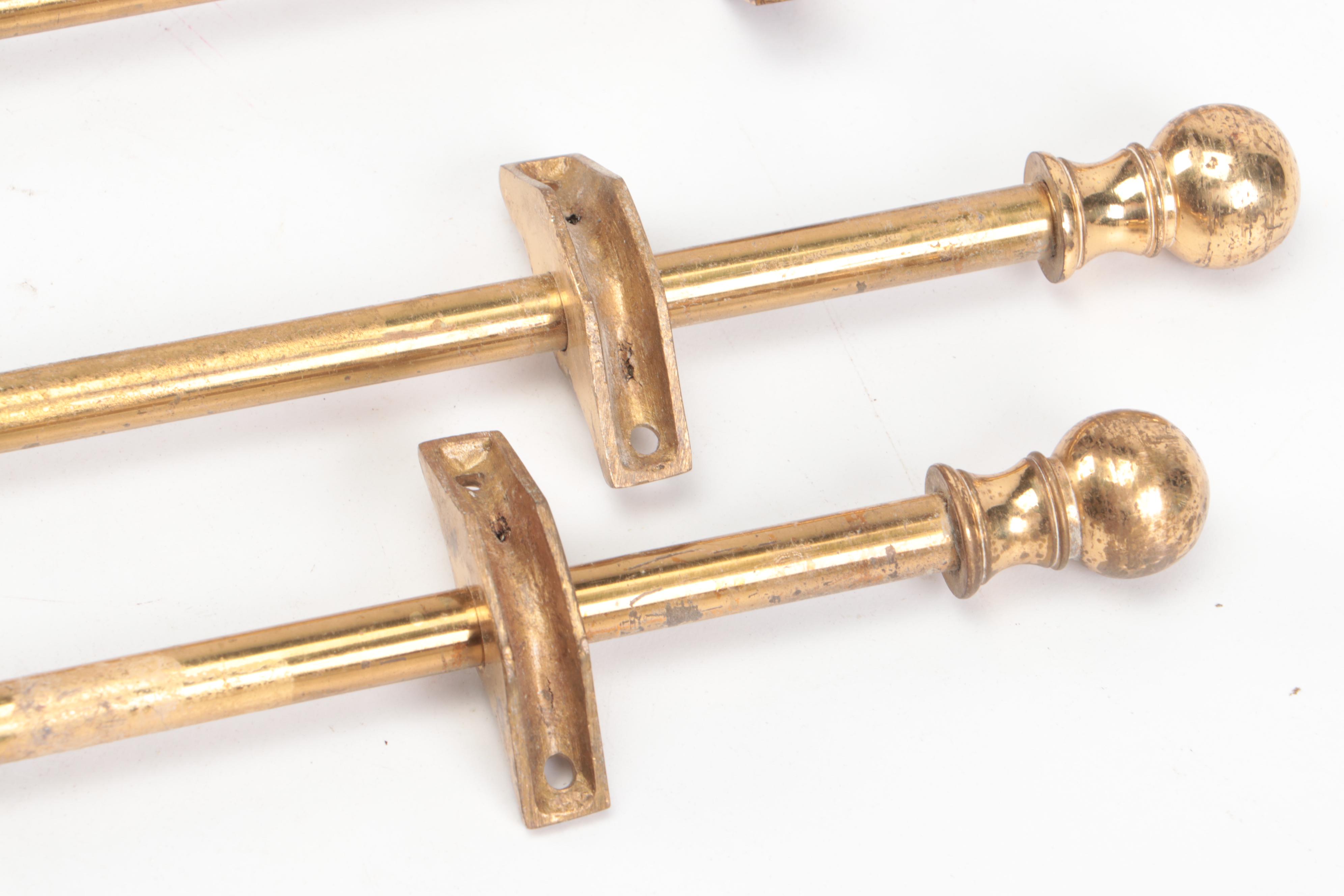 Set of Seven Brass Finished Metal Stair Rods