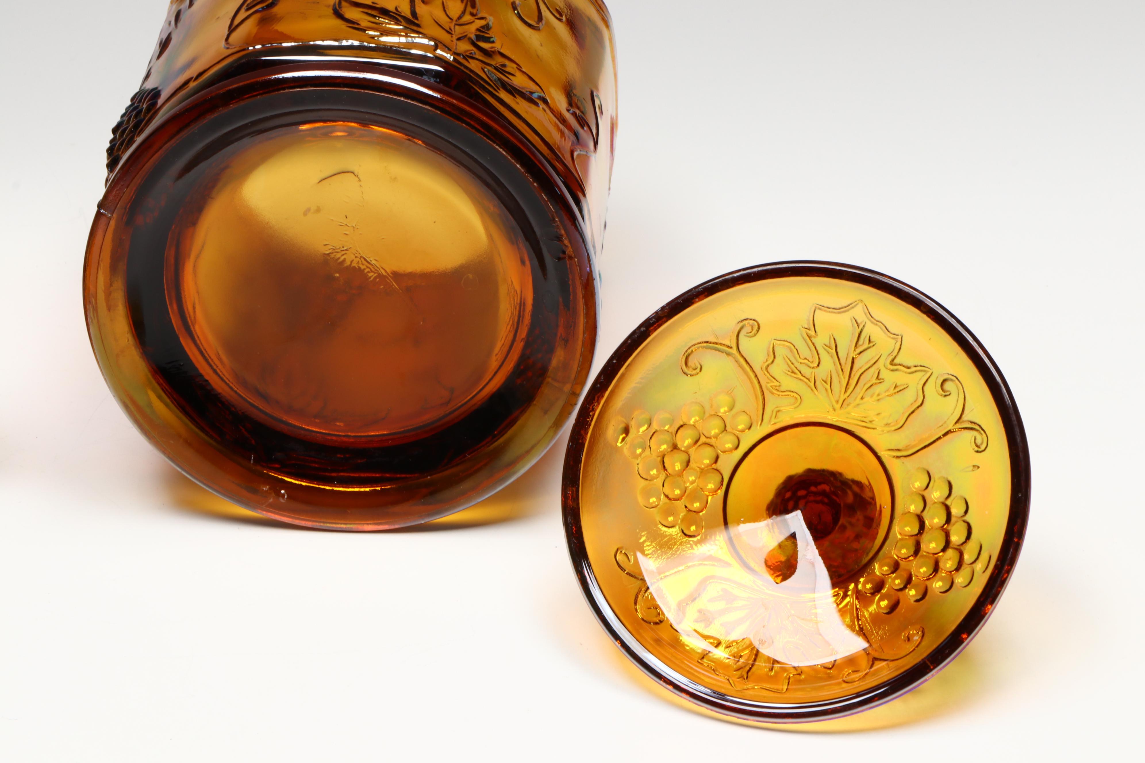 Indiana "Harvest Grape" and Turkey Shaped Jars with Other Carnival Glass