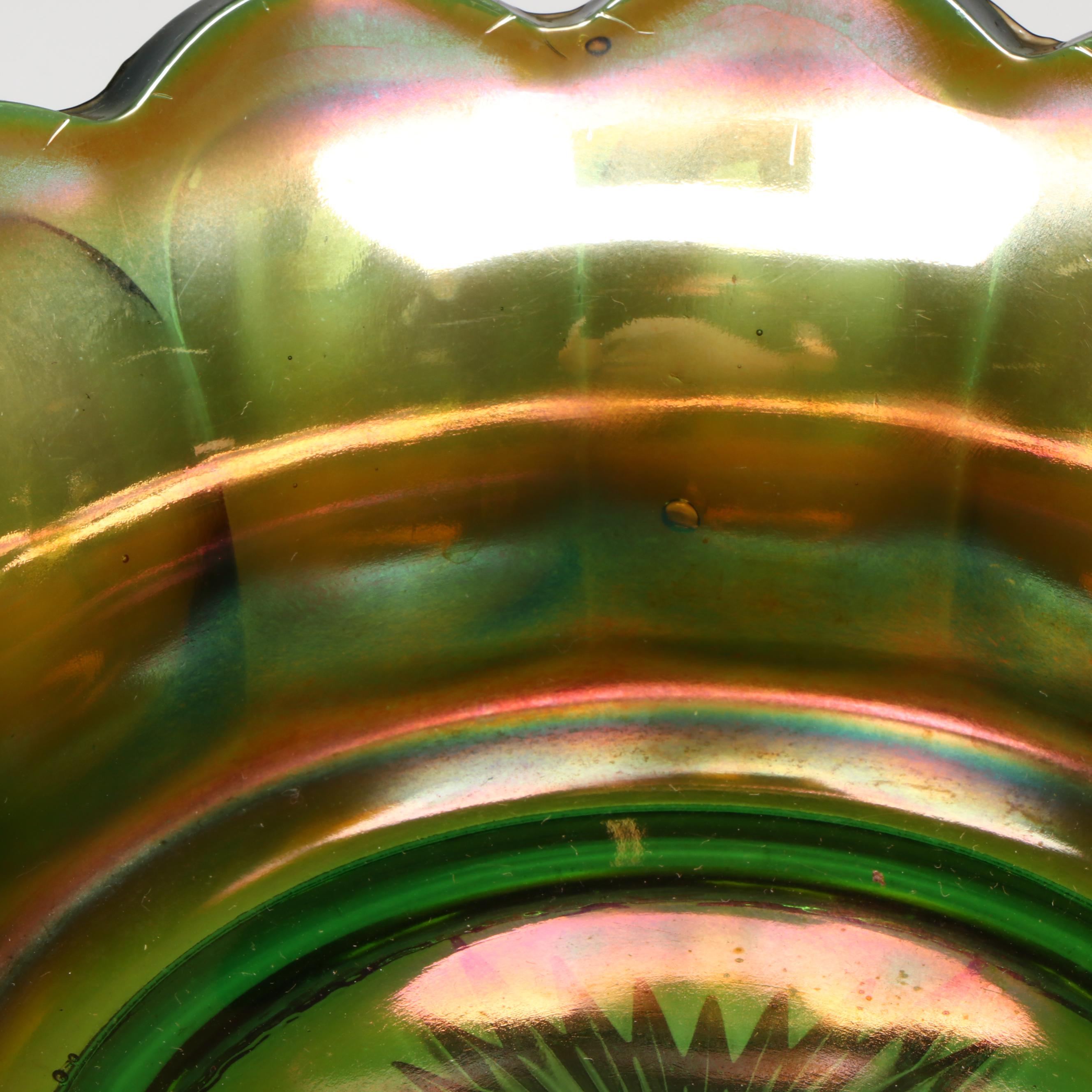 Indiana "Harvest Grape" and Turkey Shaped Jars with Other Carnival Glass