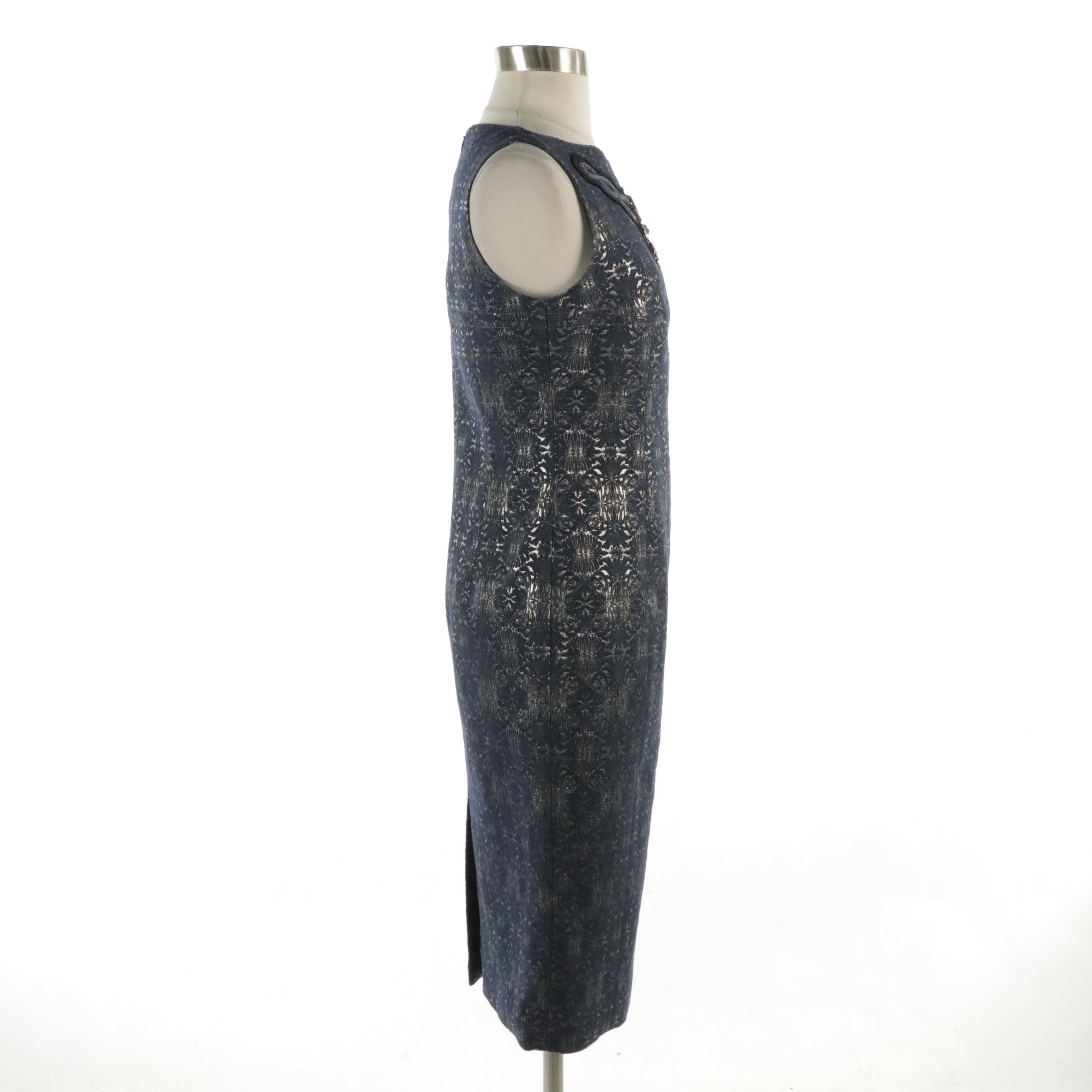 Carolina Herrera Crysyal, Bead, and Embellished Wool Blend Sleeveless Dress