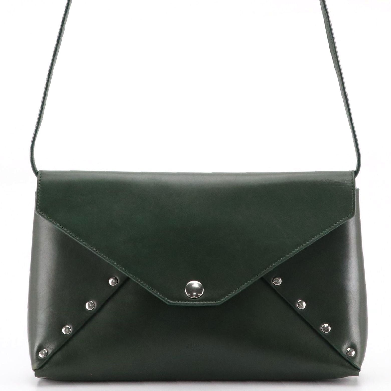 Céline Biker Crossbody Bag in Dark Green Calfskin Leather