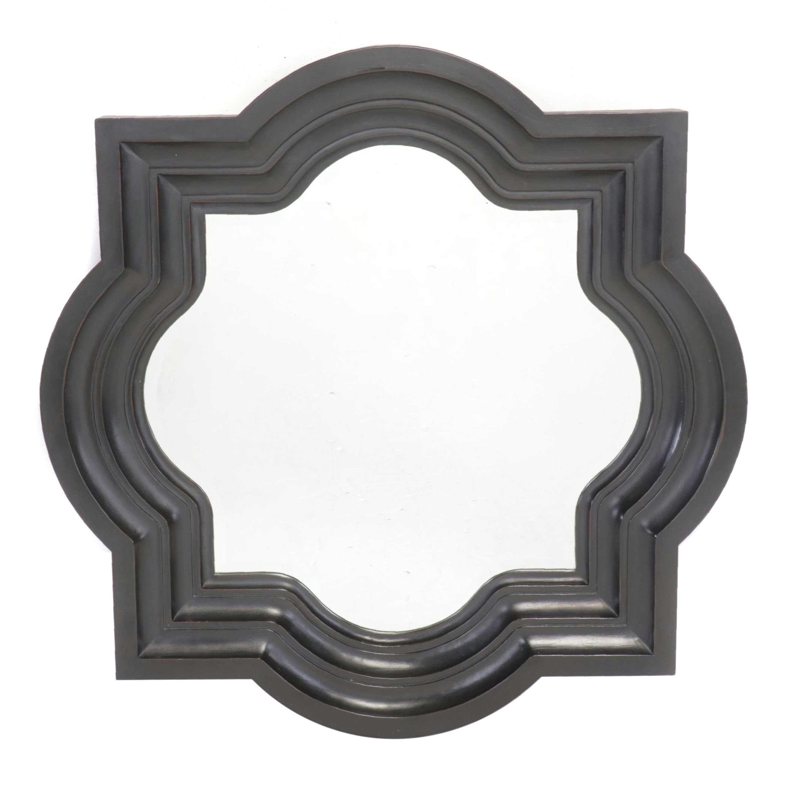 Bombay Co. Satin Black Ogee Medallion Frame Wall Mirror, 21st Century