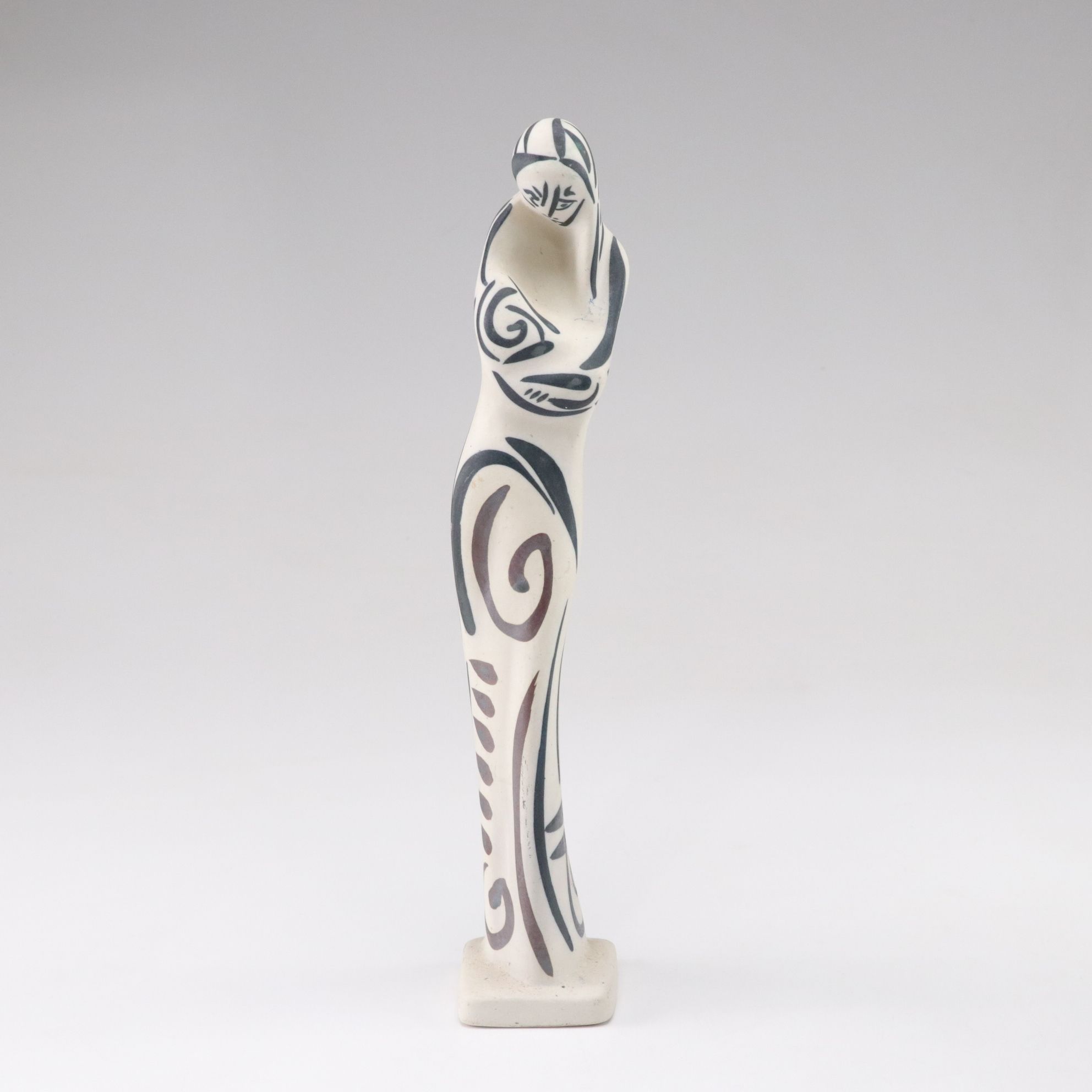 Alfonso Otero Regal Abstract Porcelain Sculpture and Wickham Stoneware Vase