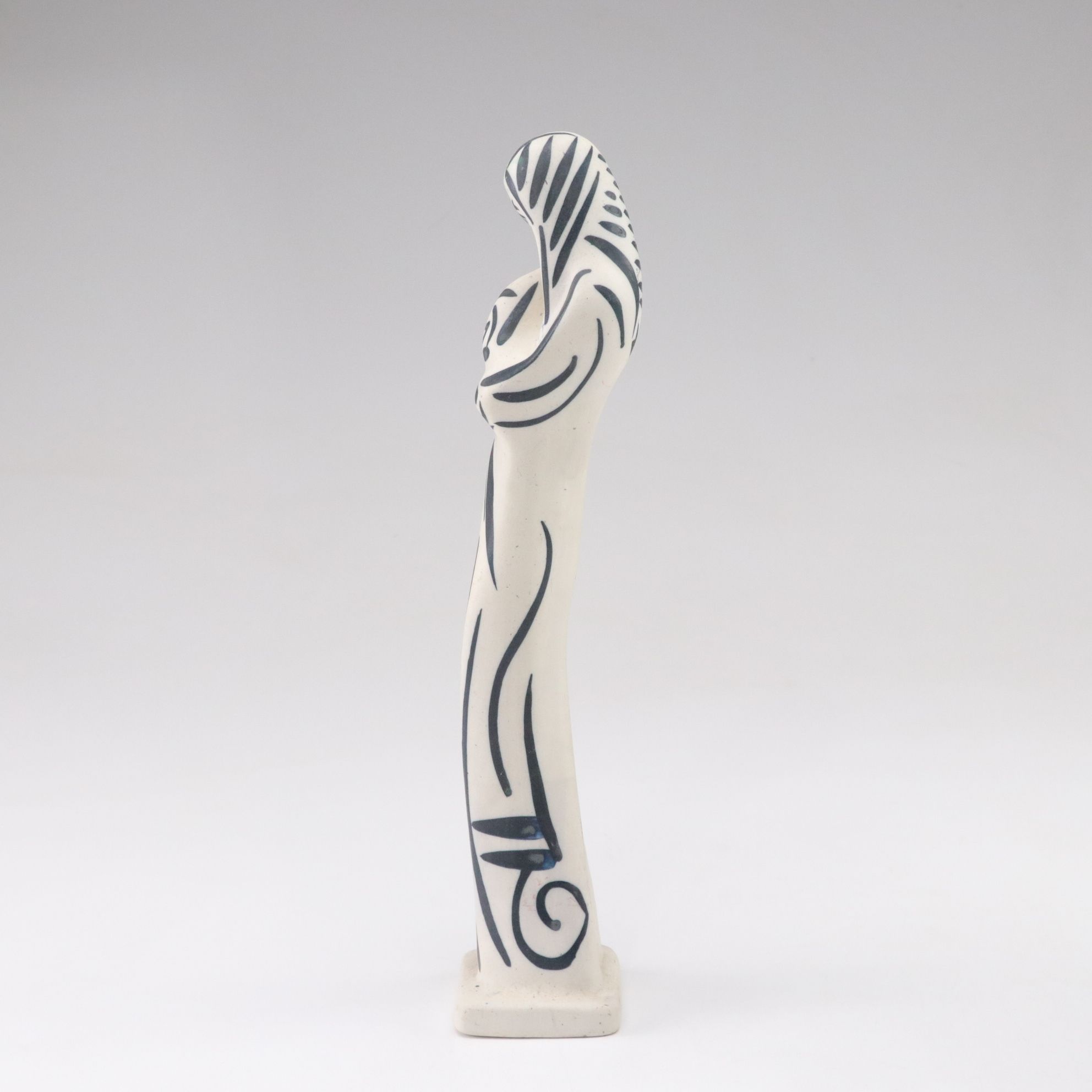 Alfonso Otero Regal Abstract Porcelain Sculpture and Wickham Stoneware Vase