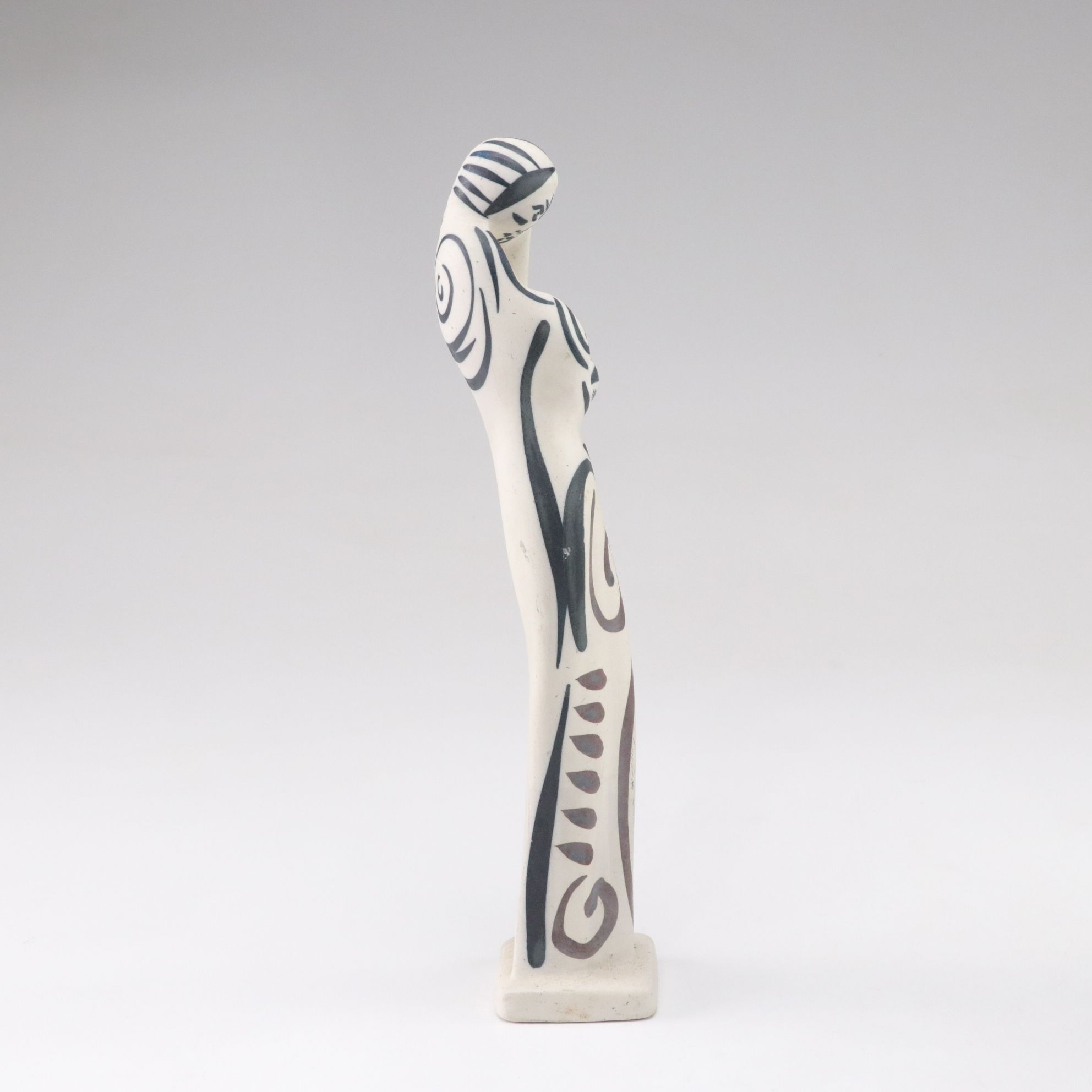 Alfonso Otero Regal Abstract Porcelain Sculpture and Wickham Stoneware Vase