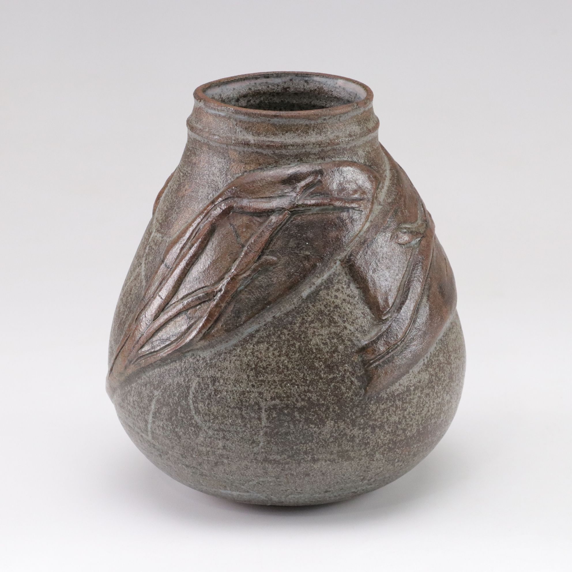 Alfonso Otero Regal Abstract Porcelain Sculpture and Wickham Stoneware Vase