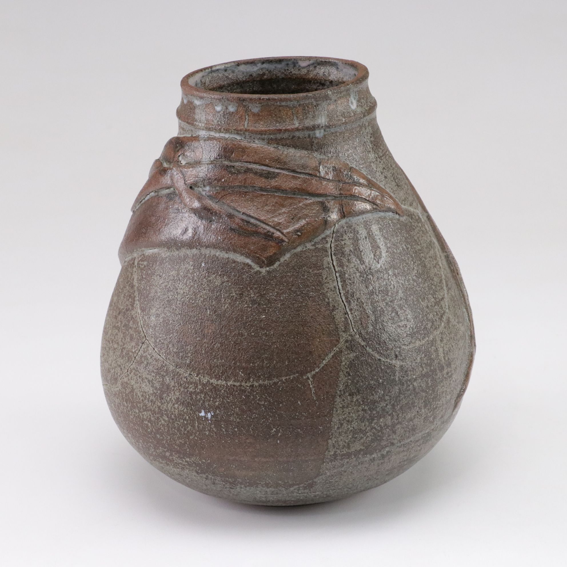 Alfonso Otero Regal Abstract Porcelain Sculpture and Wickham Stoneware Vase