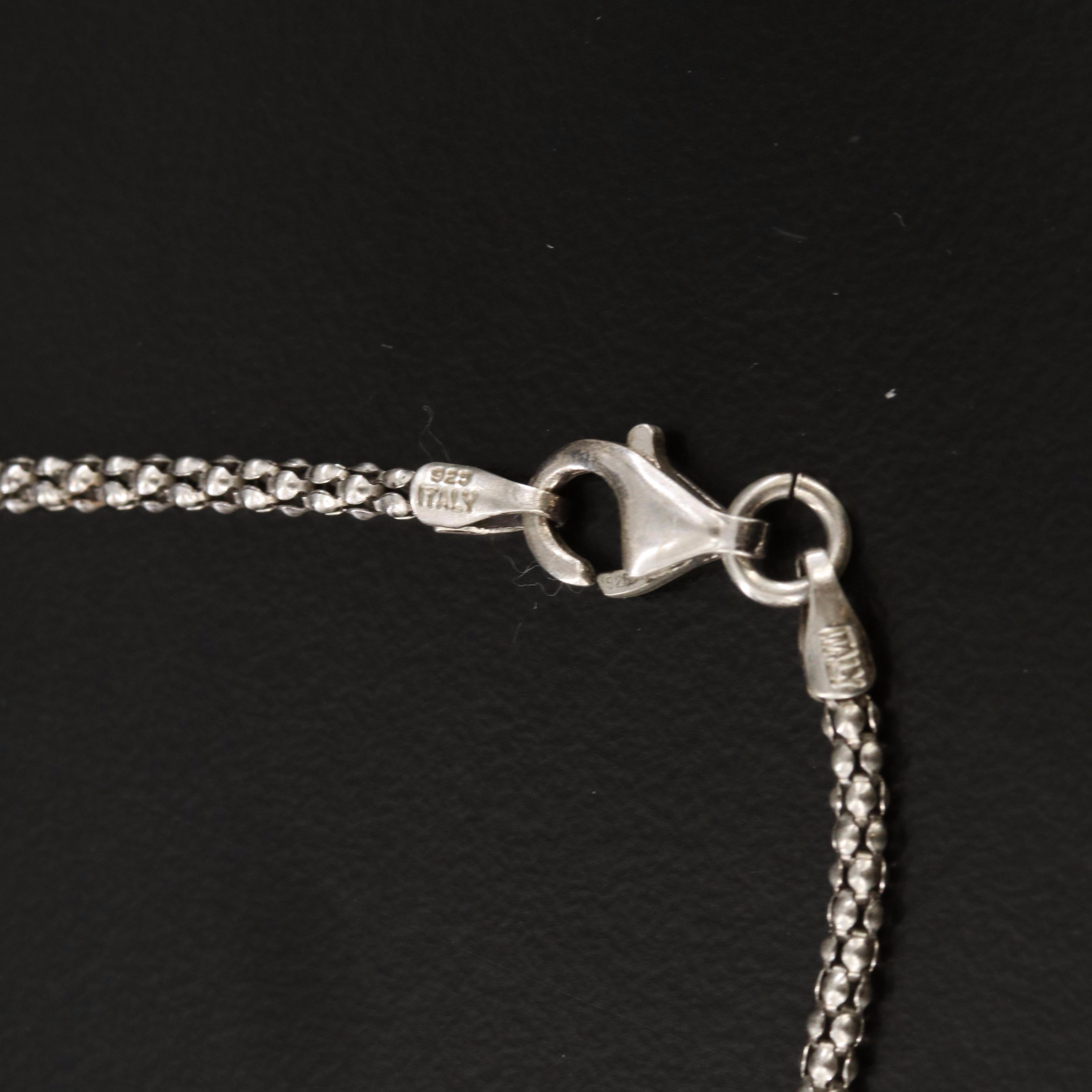 Sterling Amber Scrollwork Drop Pendant Necklace