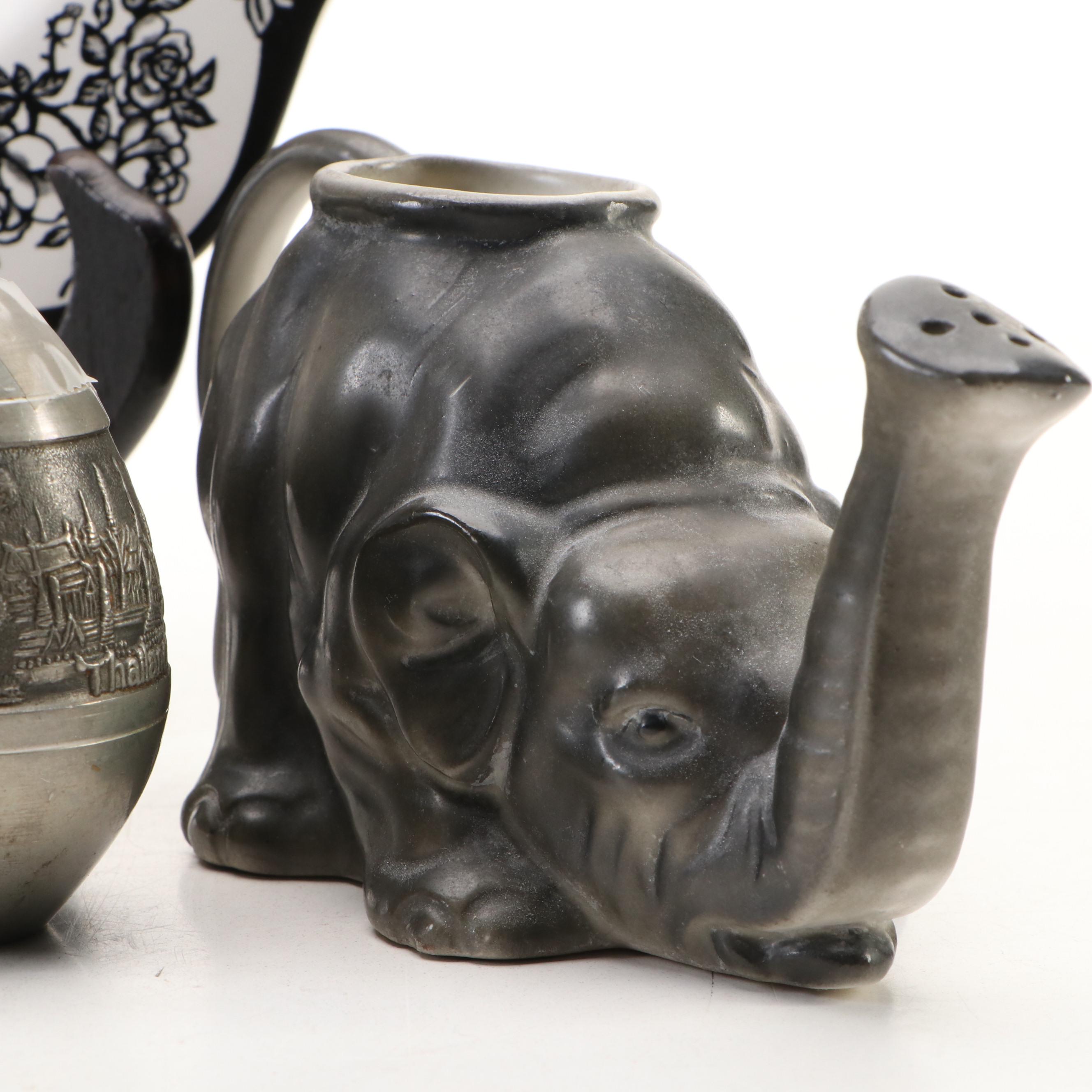 Thai Souvenir Salt and Pepper Shakers and More Elephant Themed Décor