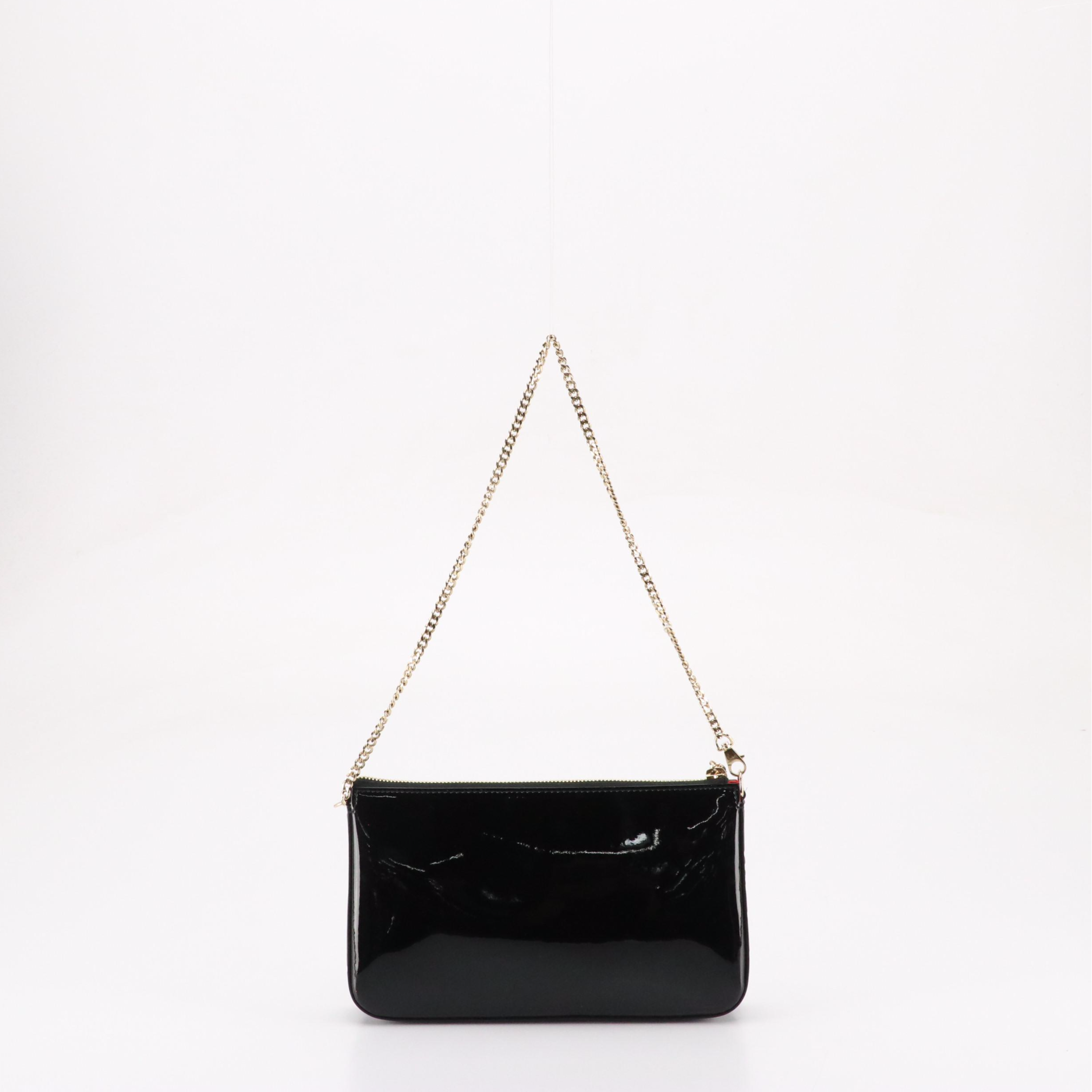 Christian Louboutin Black Patent Leather/Lipstick Zip Pull Loubila Shoulder Bag